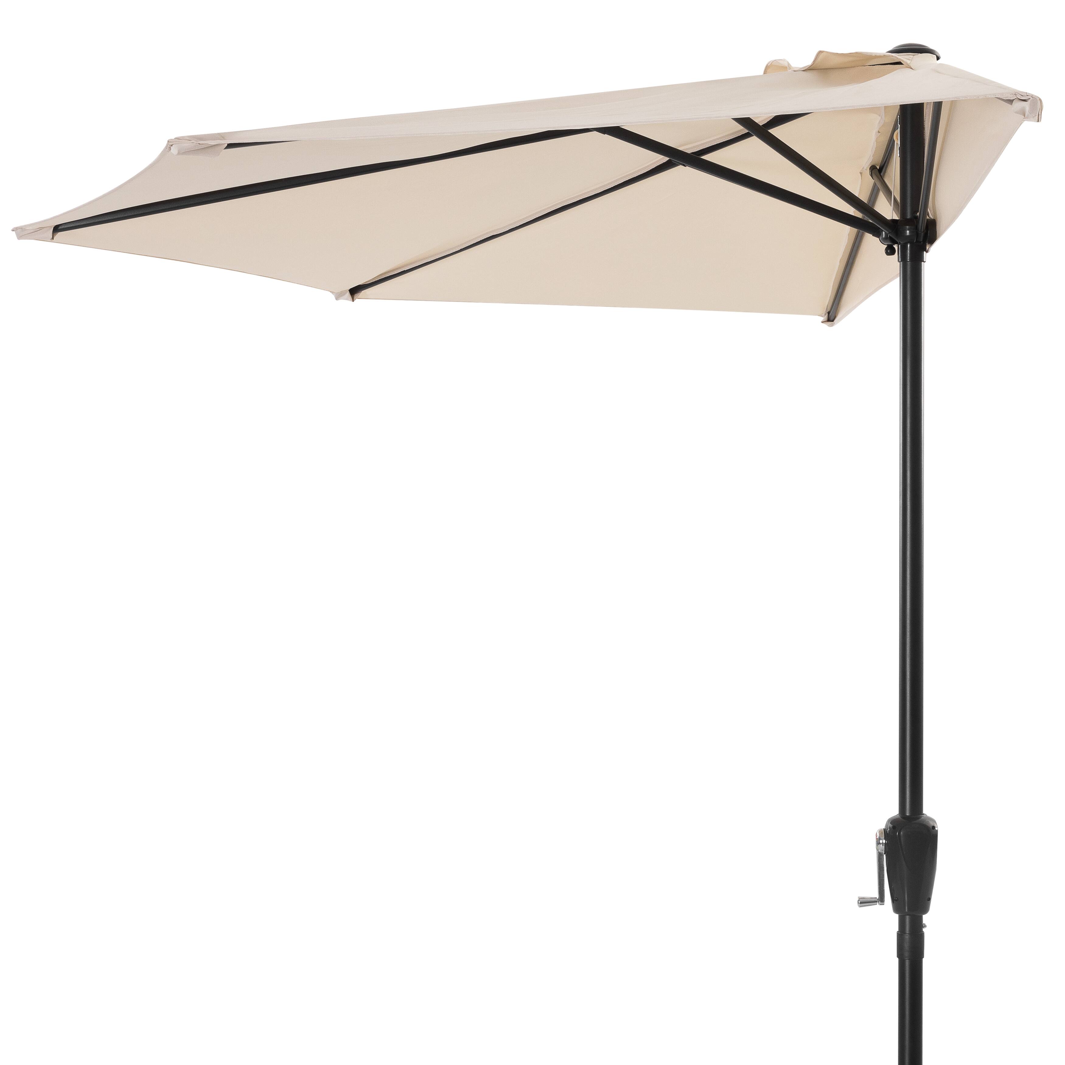 Front. Nuu Garden - Patio Umbrella, 9 FT Half Round Umbrella, Weather-Resistant Polyester - Beige.
