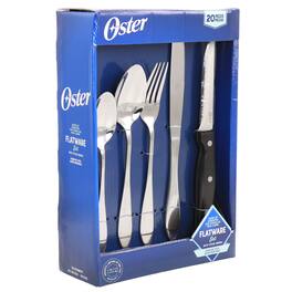 Oster - Silvermist 20 Piece Stainless Steel Flatware Set with Steak Knives - Silver