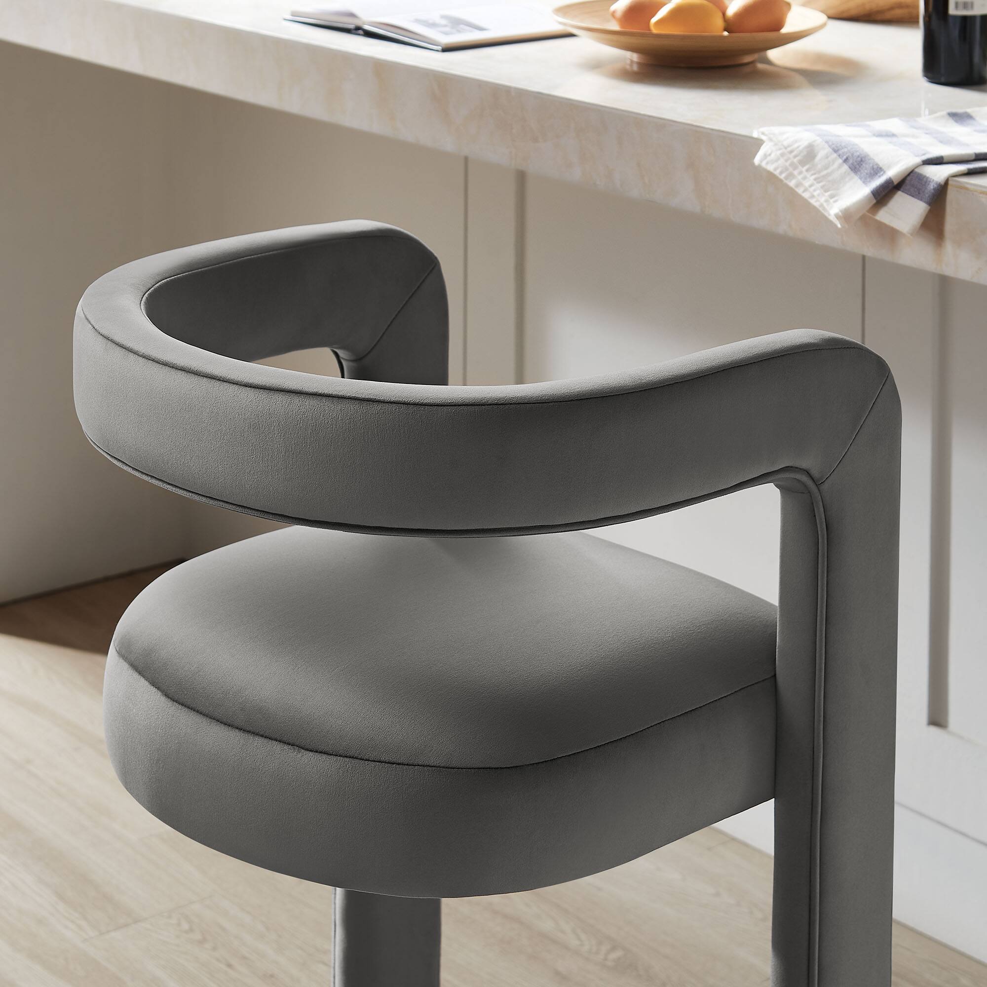 Alt View 5. Modway - Winslow Performance Velvet Bar Stool - Gray.
