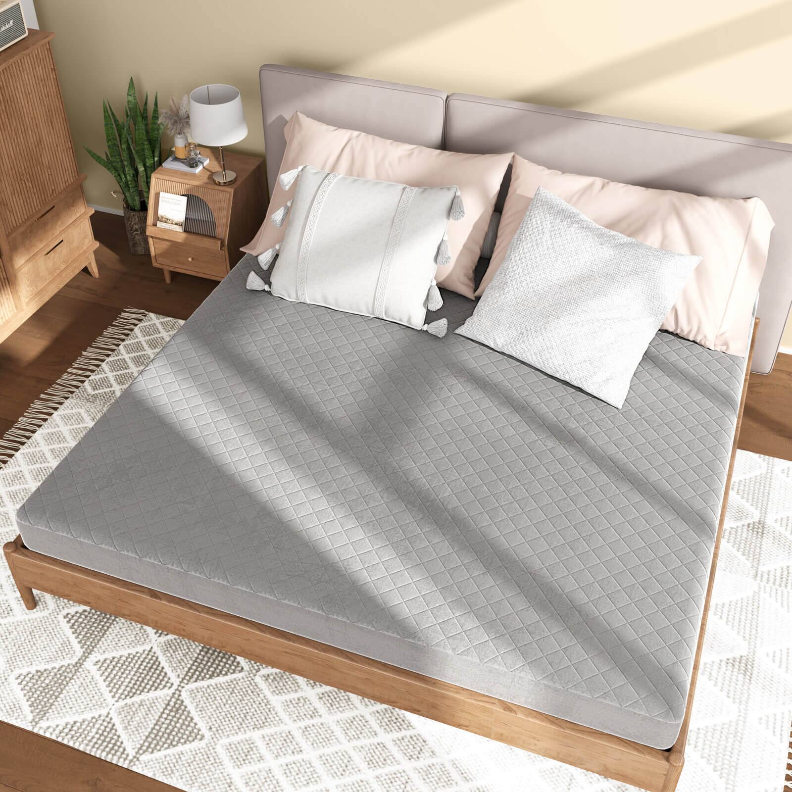 Alt View 3. Costway - Costway King Size Mattress Protector with Deep Pocket Sponge Padding Anti-slip Bottom - Grey.