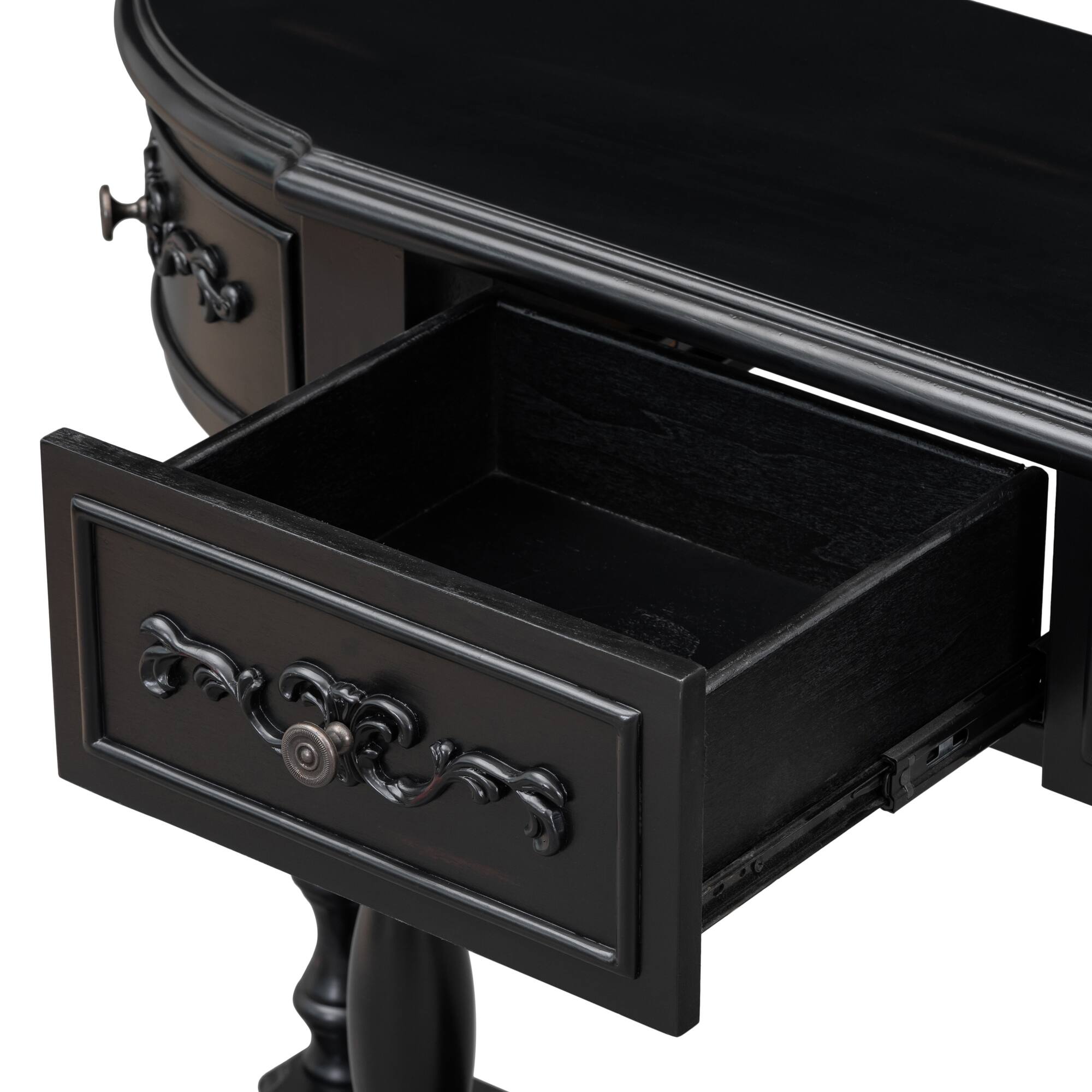 Alt View 5. Spaco - Spaco 52'' Modern Curved Console Table Sofa Table Entryway Table with 4 Drawers and 1 Shelf, for Hallway Living Room - Black.