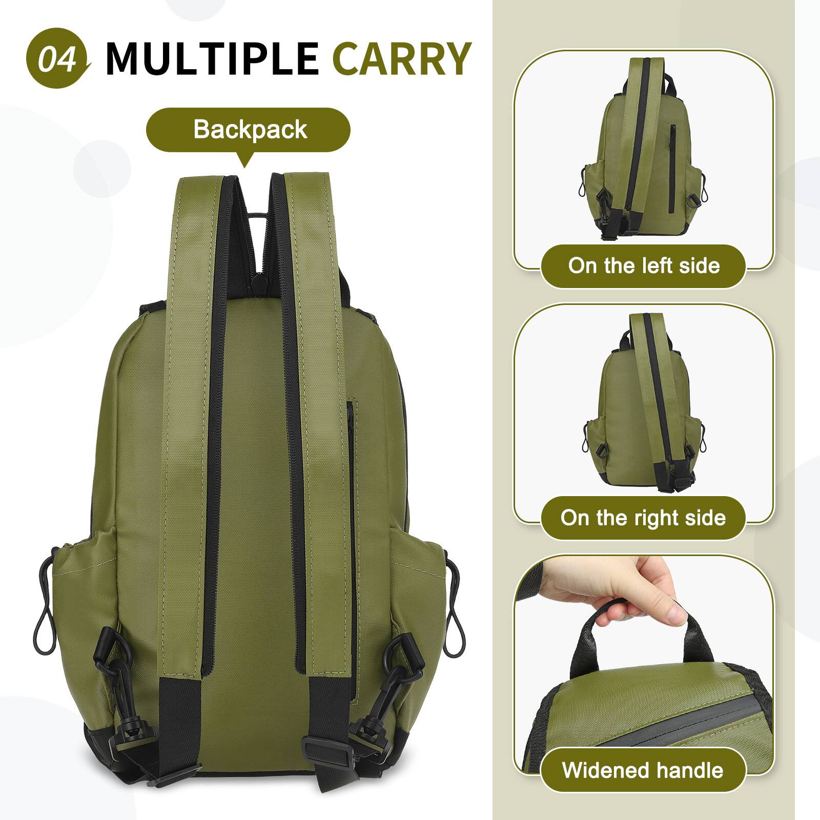 04 MULTIPLE CARRY  
Backpack  
On the left side  
On the right side  
Widened handle