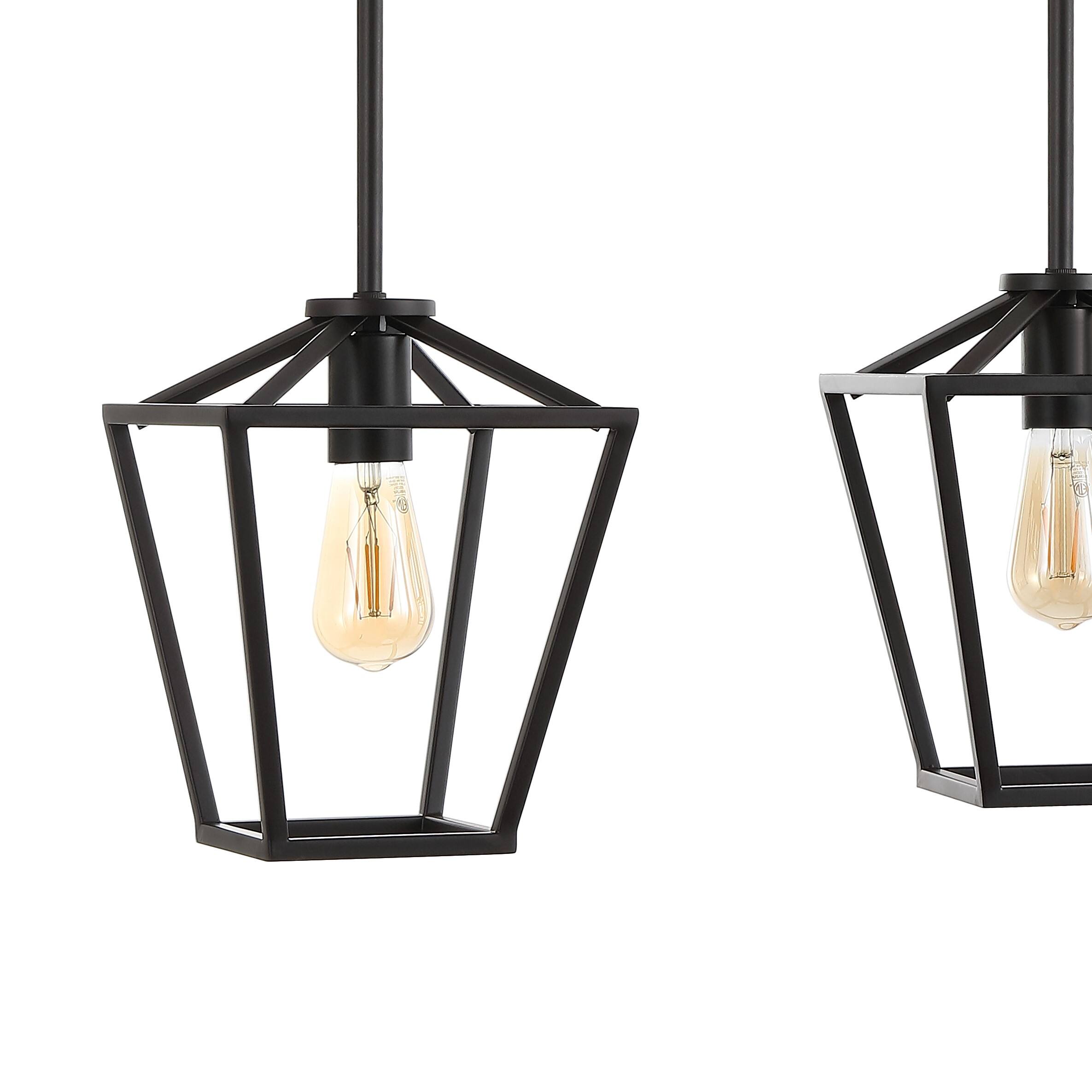 Alt View 4. Jonathan Y - Grace 36.5" 3-Light Industrial Farmhouse Iron Linear LED Pendant, Oil Rubbed Bronze - Oil Rubbed Bronze.