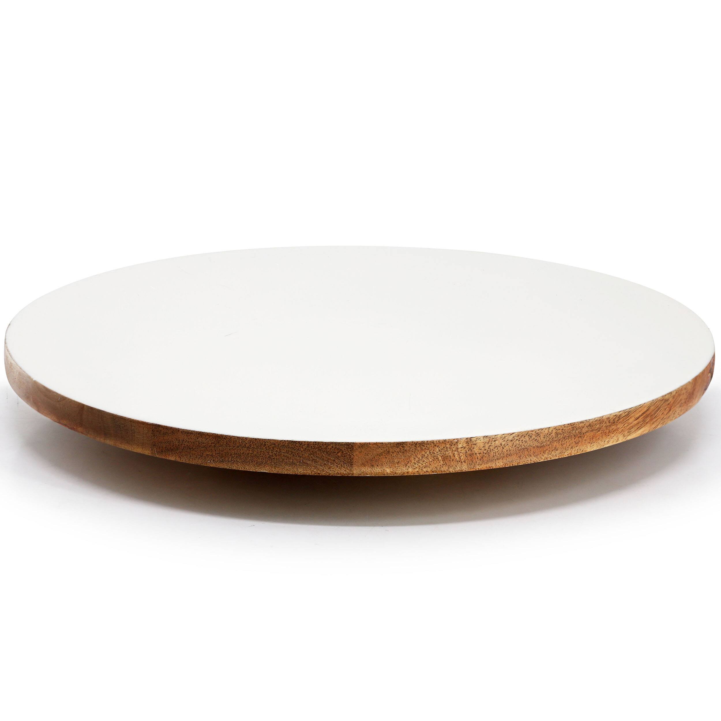 Back. Gibson - Gibson Home 14 Inch Wood Lazy Susan Serving Board in White - White.