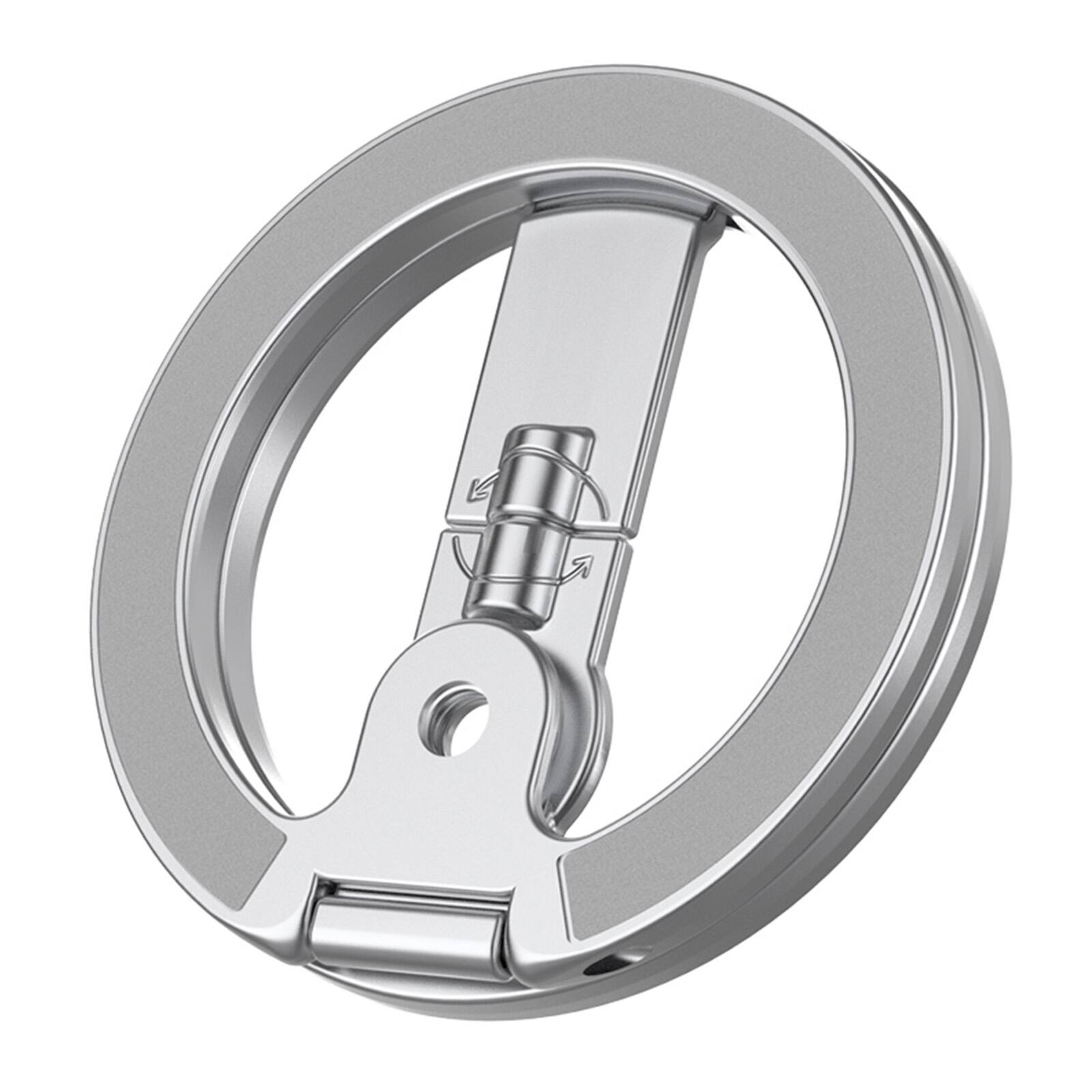 Alt View 7. UUCOVER - Dual-Sided Metal Magnetic Phone Ring Holder Kickstand Car Mount Foldable Grip Stand Compatible with MagSafe Adjustable - Silver.