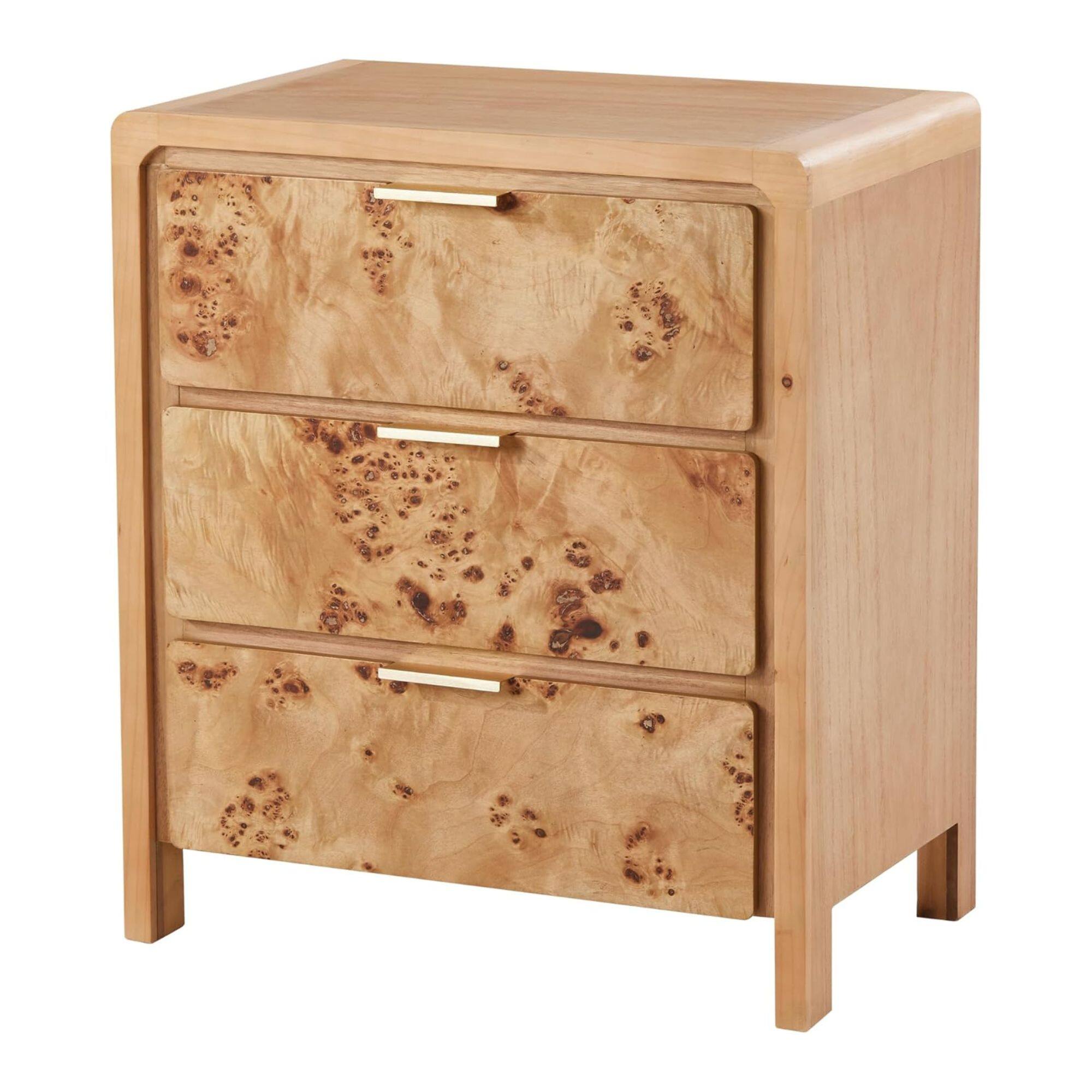 Front. COZAYH - COZAYH Farmhouse 3 Drawer Home Bedroom Nightstand with Burl Wood Finish, Natural - Natural.