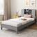 Front. Gymax - Gymax Twin Size Bed Frame Wooden Platform Bed Kids Bed Frame w/ Bookcase Headboard Gray - Gray.