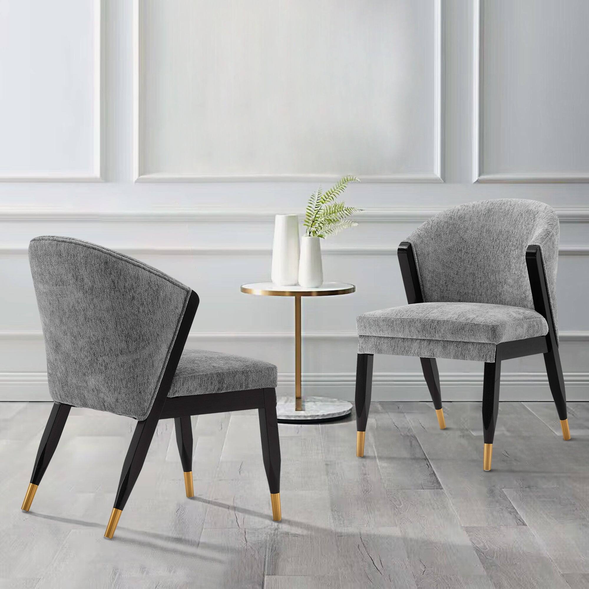 Angle. Manhattan Comfort - Ola Modern Wood Chenille Dining Chair - Set of 2 - Gray.