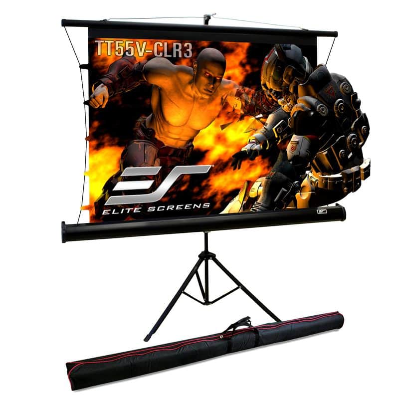Elite Screens - Light-On CLR® 3 Ceiling Light Rejecting Tripod Portable Ultra-Short Throw Projector Screen, 55" Diag., 4:3,TT55V-CLR3 - Black