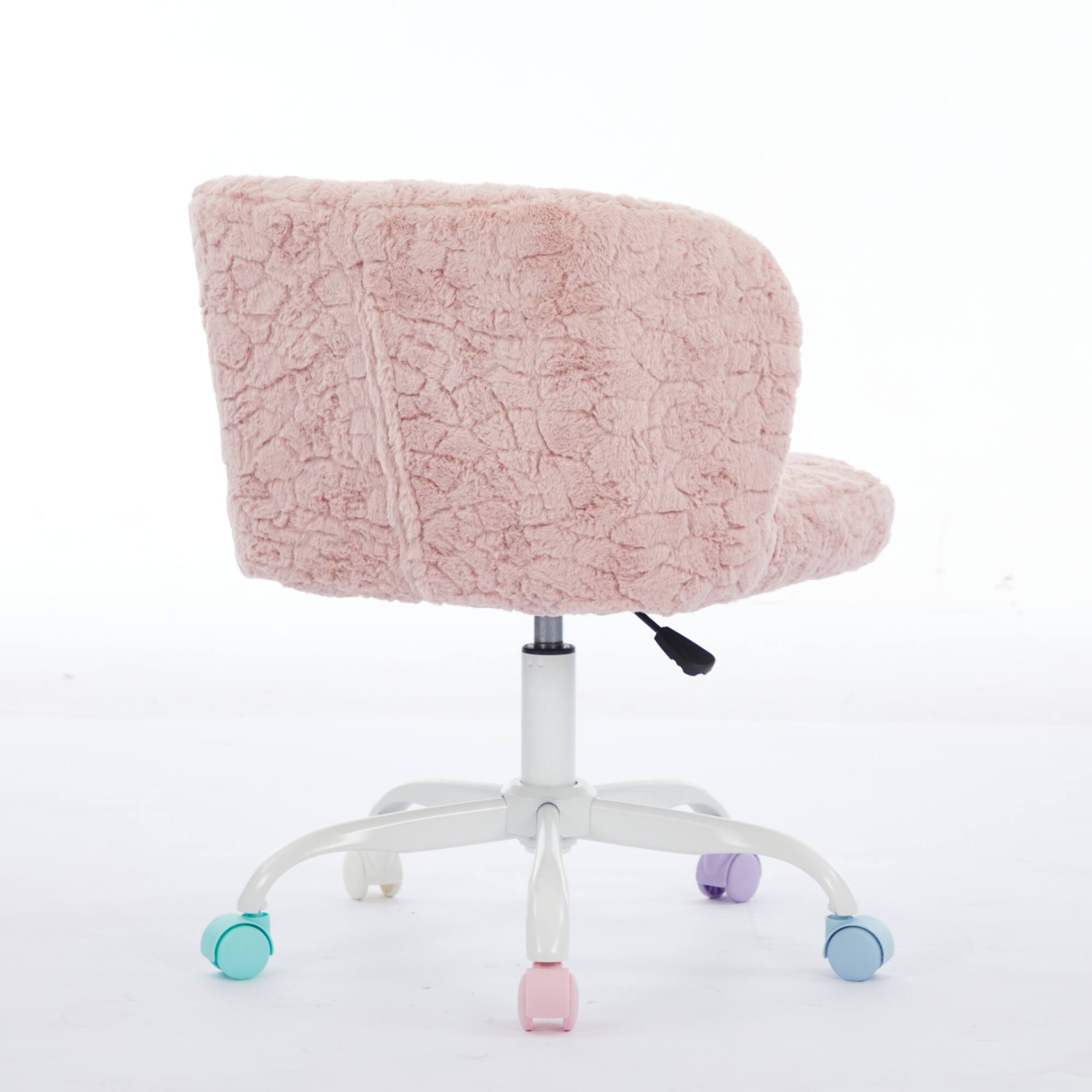 Alt View 3. GOODSILO - Faux Fur Swivel Office Chair with Ergonomic Design and Adjustable Height for Home Office or Vanity Use - Pink.