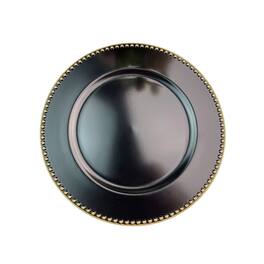 American Atelier - Beaded Gold Set of 4 Charger Plates 13"D - Black
