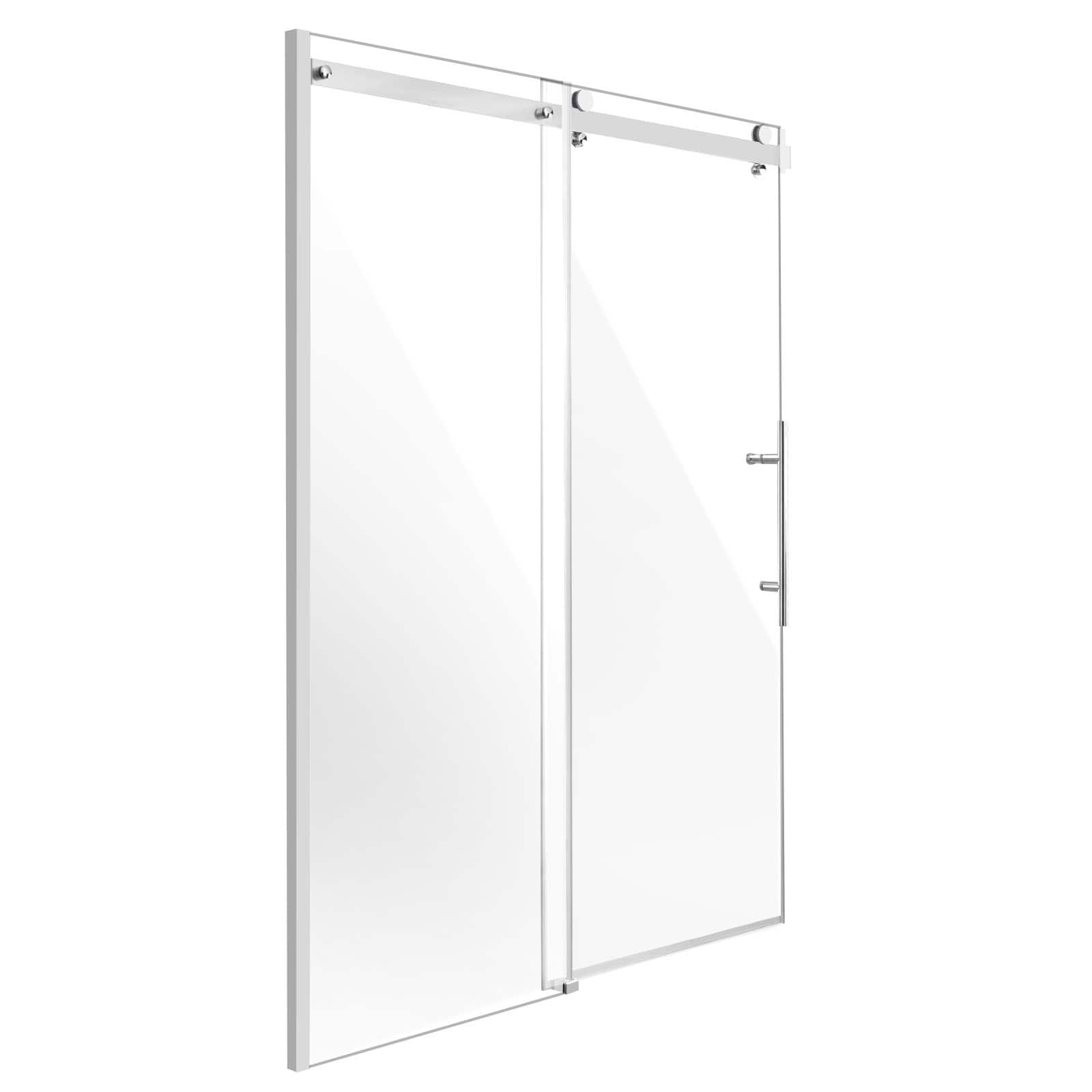VEVOR - Frameless Shower Door, 58-59 W x 75 H in, Shower Sliding Glass Door with 5/16 in(8mm) Clear SGCC Tempered Glass - White