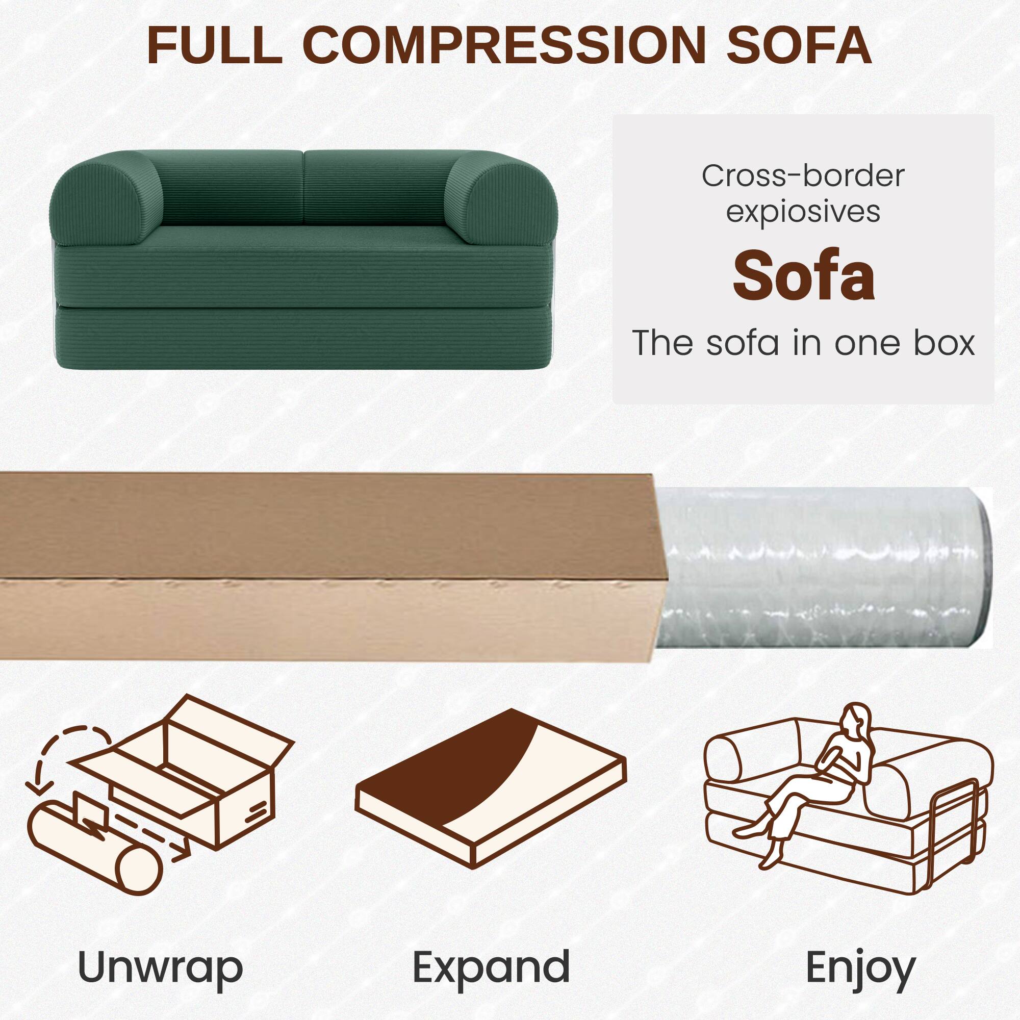FULL COMPRESSION SOFA

Cross-border expiosives Sofa

The sofa in one box

Unwrap

Expand

Enjoy