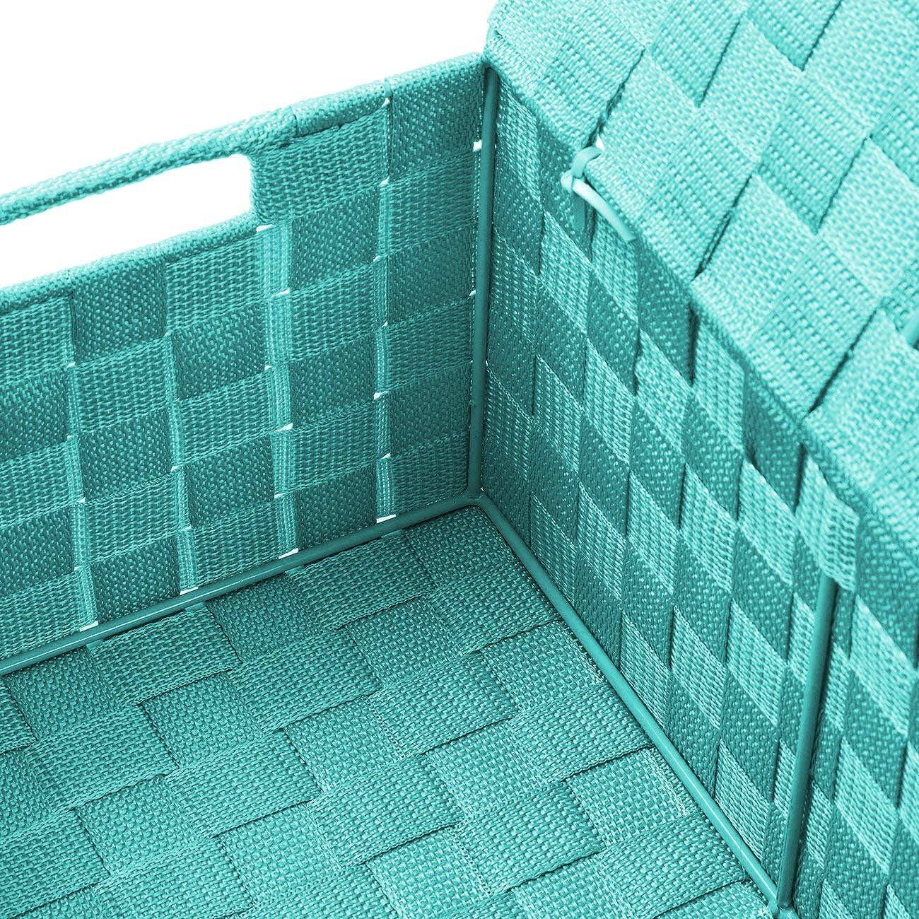 Left. Sorbus - Sorbus Set of 3 Storage Baskets for Organizing with Lid, Mesh, Linen, Organizer Storage Baskets for Home or Office - Blue.