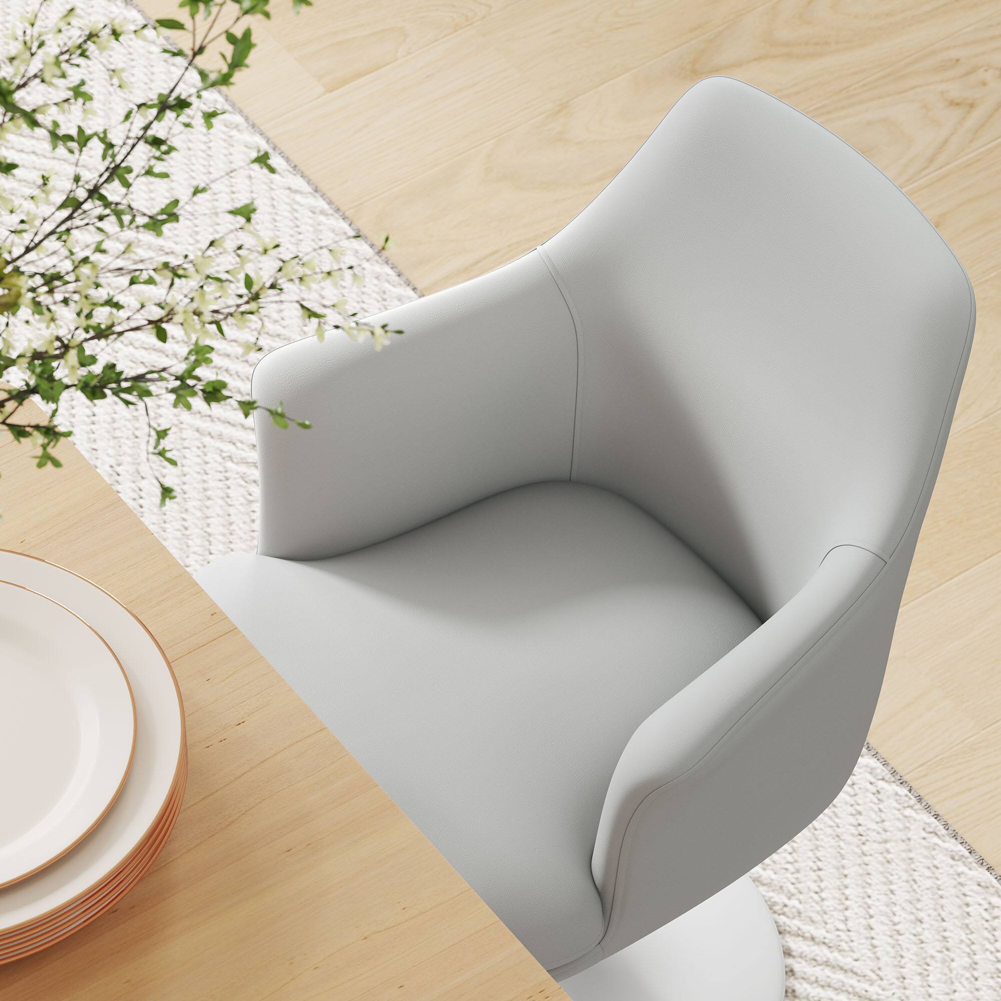 Alt View 2. Modway - Lippa Swivel Dining Armchair - White White.