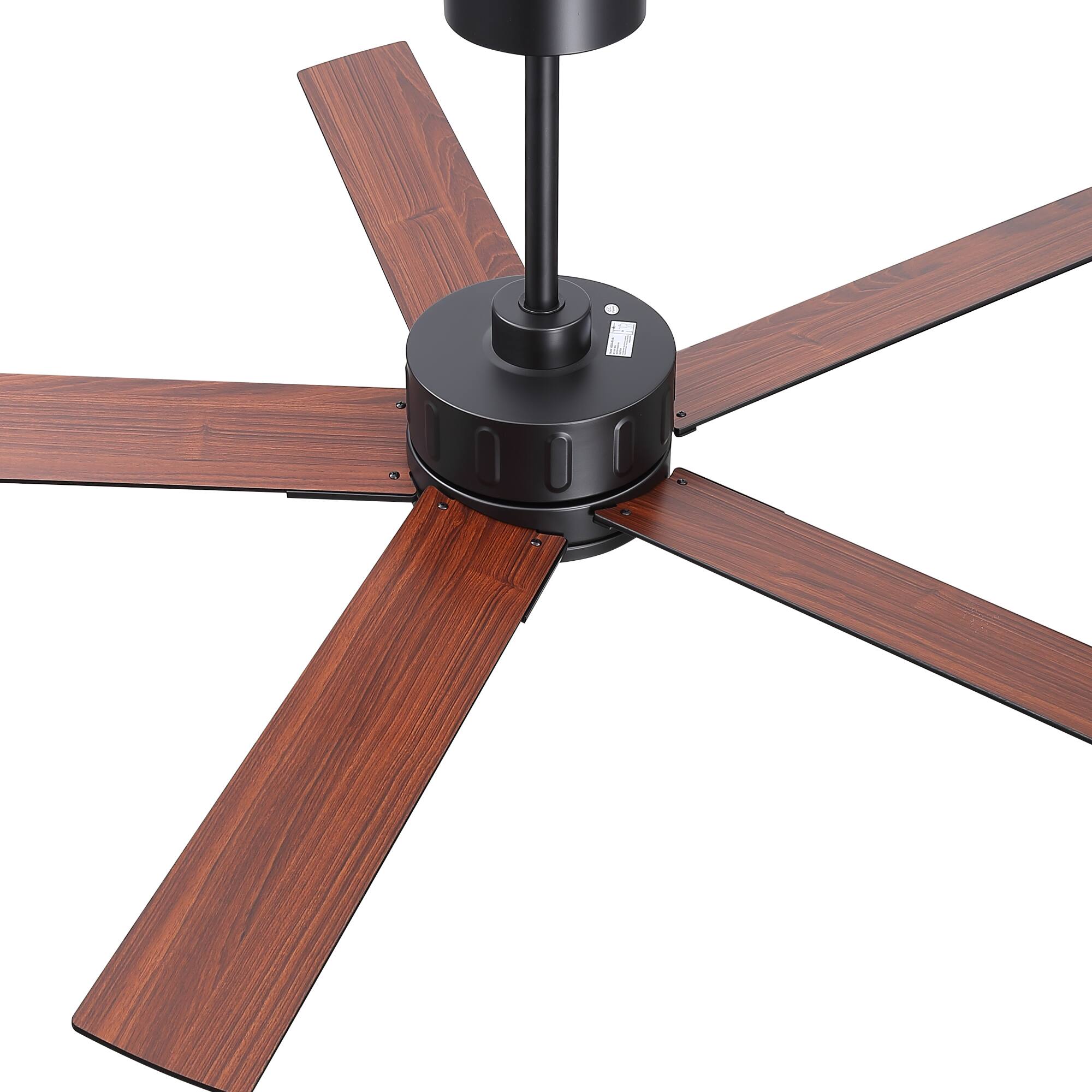 Alt View 9. Breezary - 56-In Indoor Ceiling Fan, 5 Plywood Blades, 6-Speed DC Motor, Remote Control, Timer, 5"/10" Downrods - 56-inch Black.