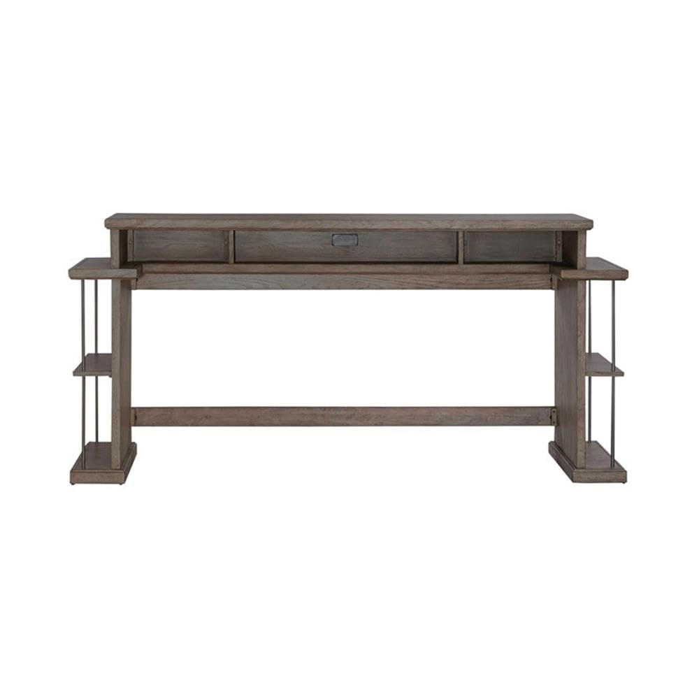 Alt View 1. Liberty Furniture Industries - City Scape Metal Accent Oak Wood Console Bar Table for Living Room - Burnished Beige.