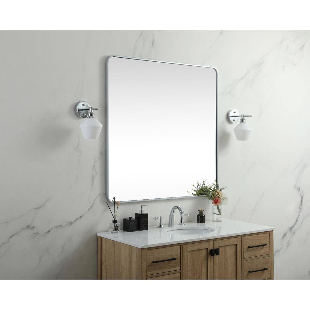 Alt View 4. Elegant Decor - Soft corner metal square mirror 42x42 inch in Silver - Silver.