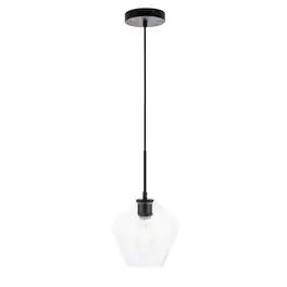 Living District - Gene 1 light pendant - Black And Clear Glass