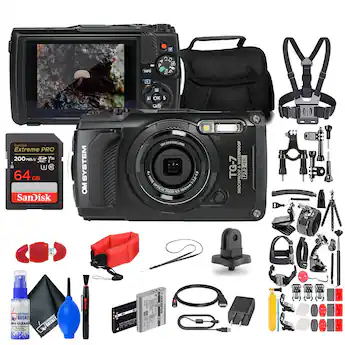 Bundle OM System Tough TG 7 Black Waterproof Camera with 50 Piece Bundle OM System Tough TG 7 Black Waterproof Camera with 50 Piece