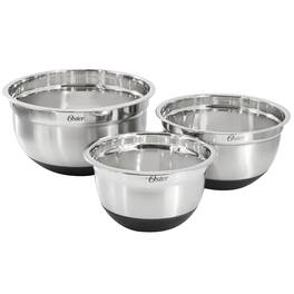 Oster - Oswalt 3 Piece Mixing Bowl Set with Non-Slip Bases - Silver
