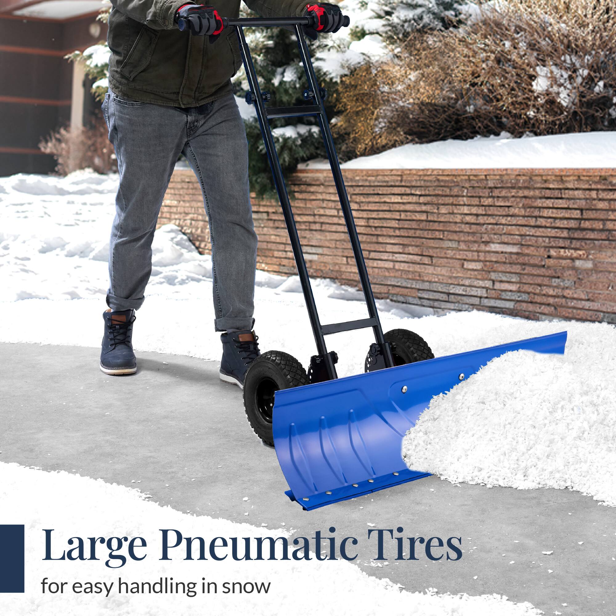 Large Pneumatic Tires  
for easy handling in snow