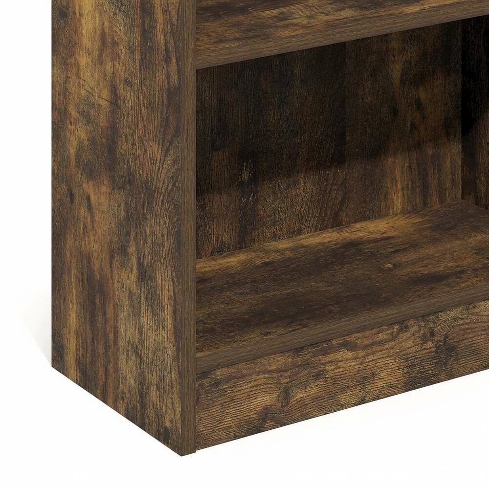 Alt View 2. FurniFact - Wooden bookcase with open shelving for living room or office storage - Amber Pine.