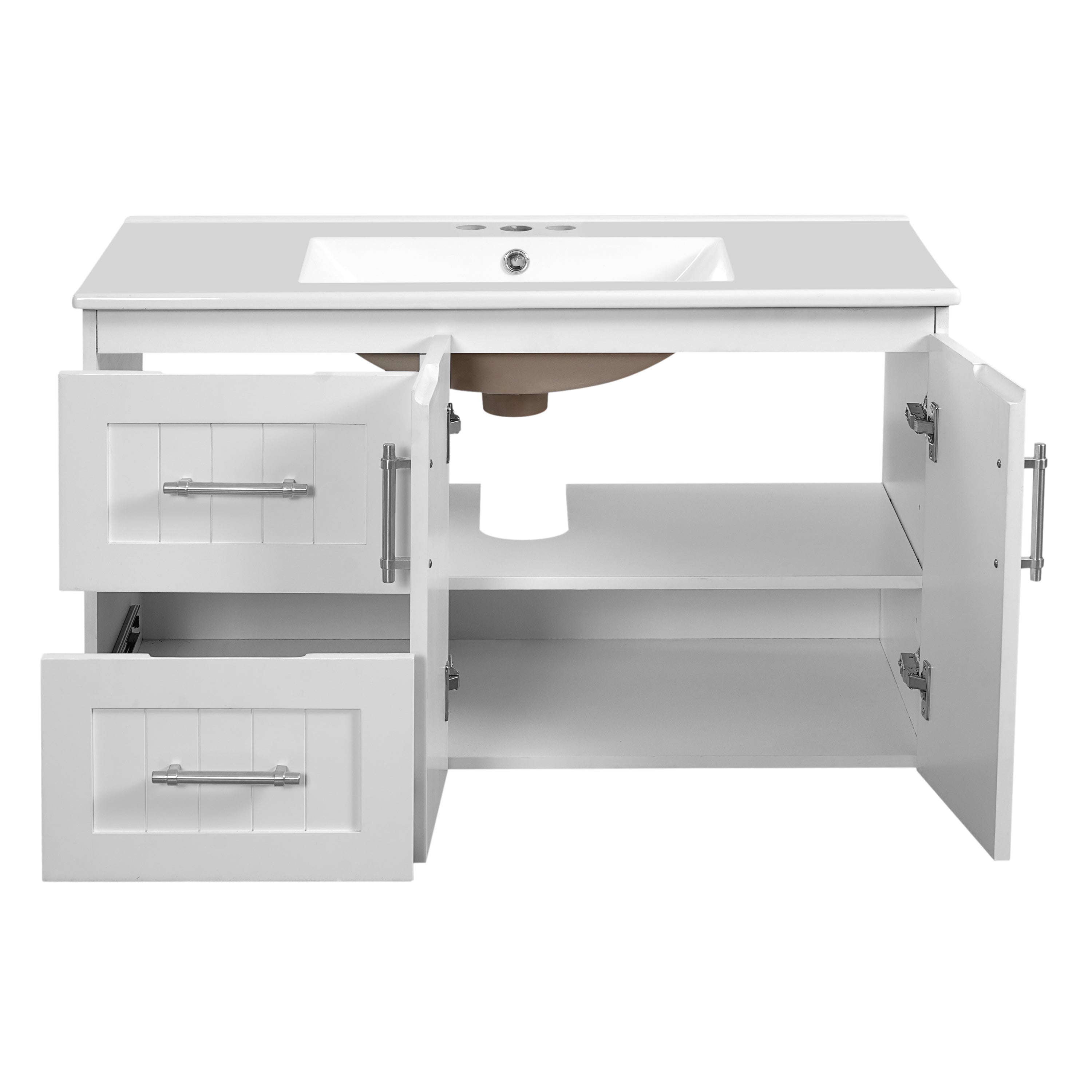 Alt View 9. Boyel Living - 36 Inch Wall Mounted Bathroom Vanity with Ceramic Sink White - White.