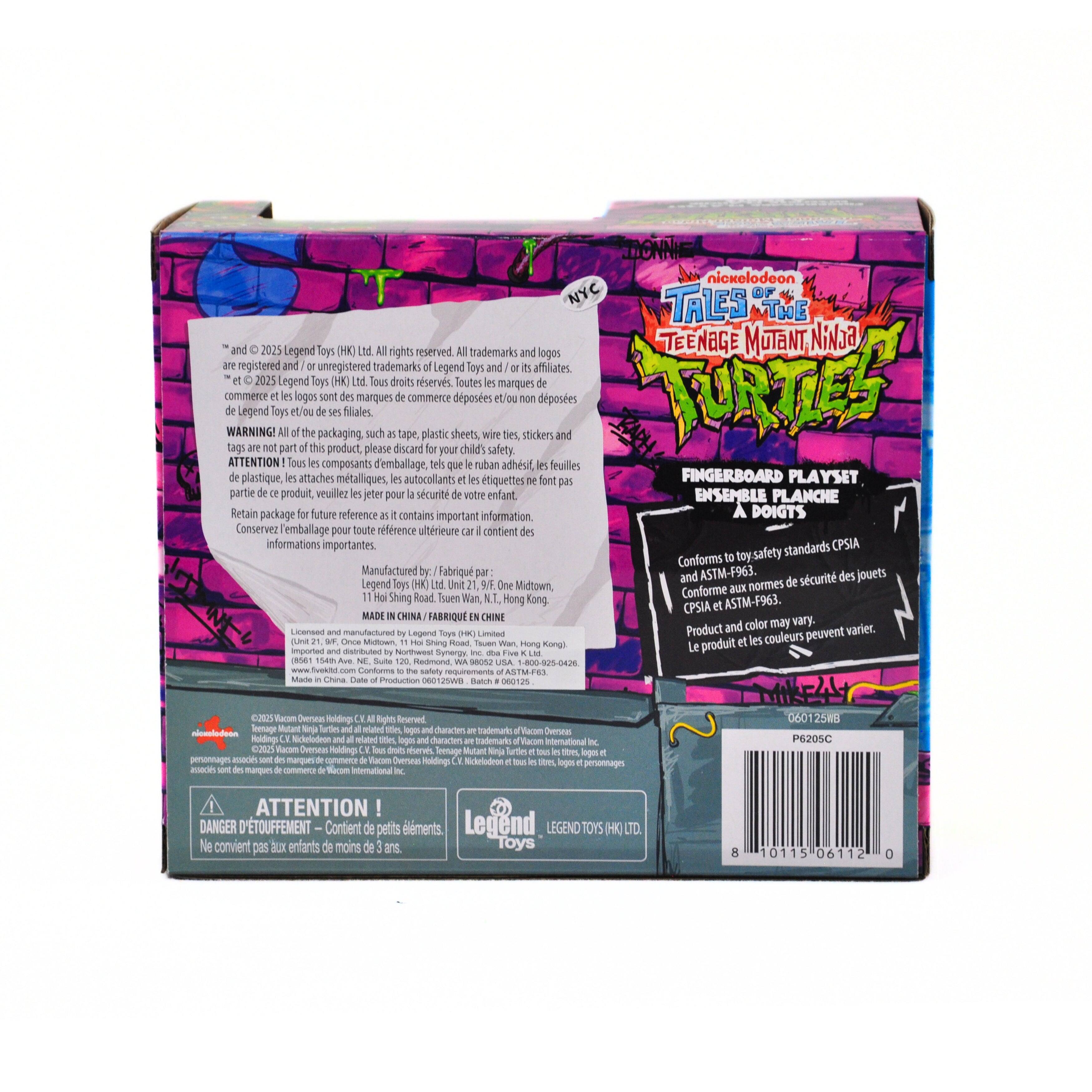nickelodeon

Legend Toys (HK) rights reserved. All trademarks and logos registered unregistered trademarks egend Toys and its affiliates. 2025 Toys HK) Ltd. Tous droits rservs. les de commerce et logos sont des marques de commerce dposes non dposes Legend de  filiales. WARNING! All the packaging, such 25 tape, plastic sheets, wire ties, stickers and tags are not part this product, please discard for your child's safety. ATTENTION Tous es composants d'emballage, tels que ruban adhsif, feuiles de plastique, les attaches mtalliques, is autocollants et les tiquettes font partie de ce produit, veuillez eter pour scurit de votre enfant. Retain package for future reference contains information. emballage pour toute ultrieure contient des informations Manufactured (HK) One Hoi Shing Tsuen MADE CHINE and Legend Toys Once Ho Shing Road, Tsuen Wan, Hong Kong) Synergy, Inc. dba 120 to the safety Made Date Production 060125

FINGERBOARD PLAYSET ENSEMBLE PLAN