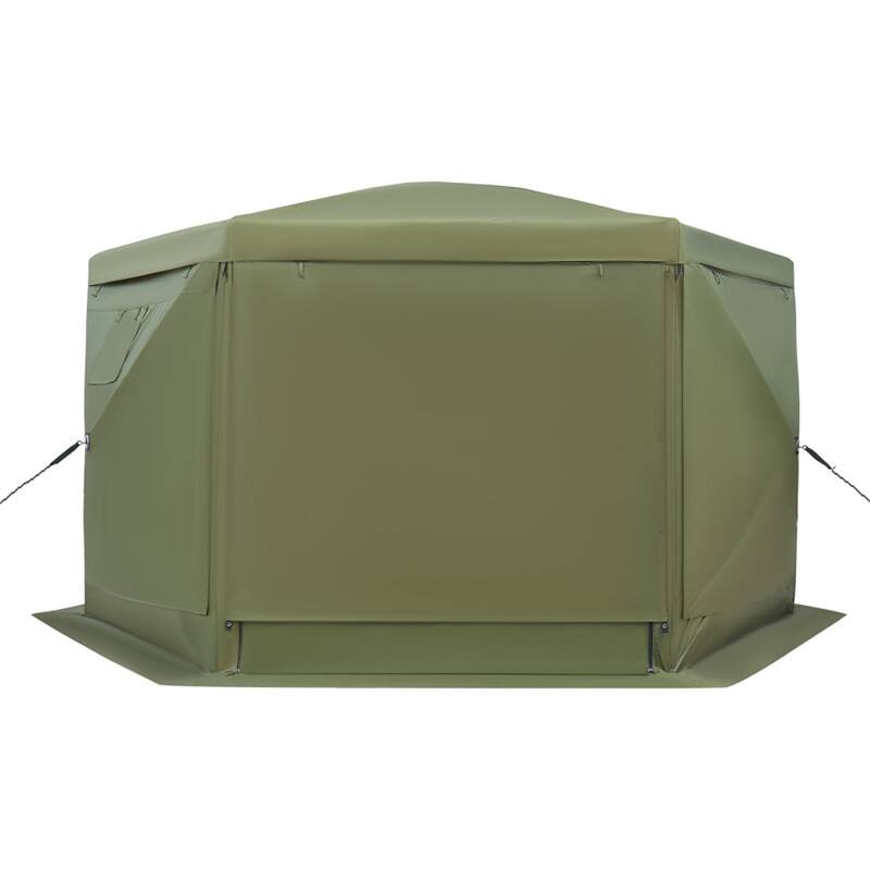 Alt View 8. HTUTWOO - Pop up Gazebo Screen Tent - 12 x 12 ft Large 6-Sided Camping Canopy Tent, Removable Top & Carry Bag for 8-10 Persons - Army Green.