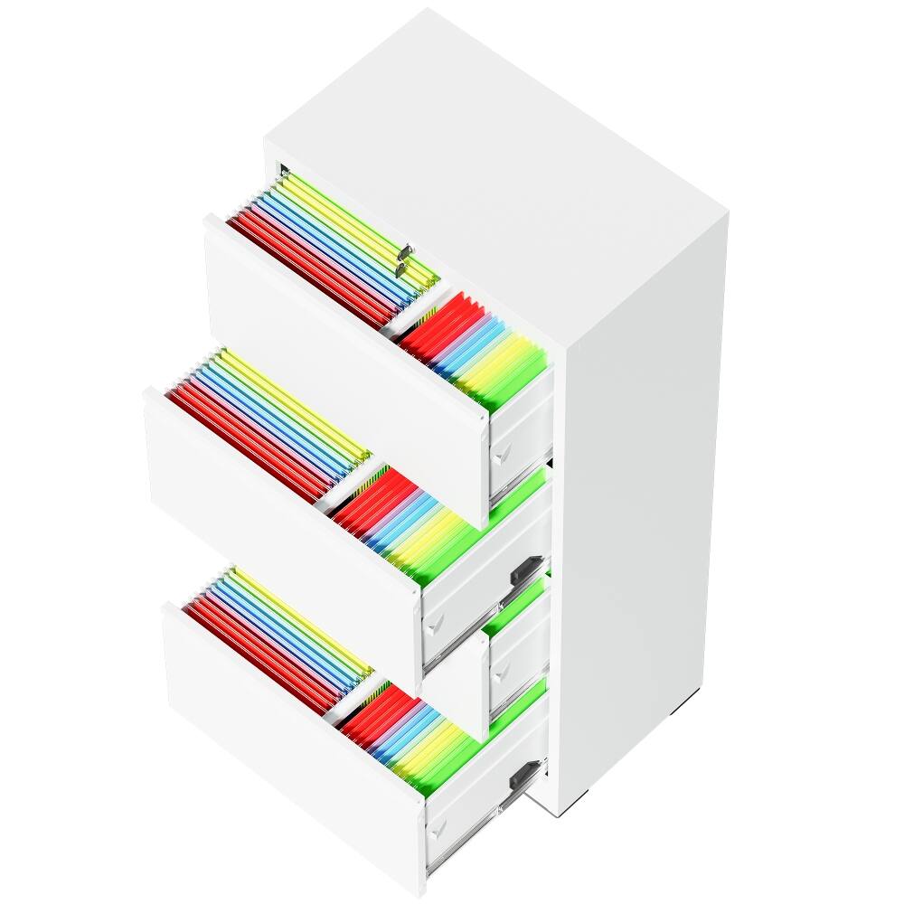 Alt View 7. Loheer - Loheer 4 Drawer Lateral File Cabinet with Lock White Steel Storage for Home Office Letter Legal A4.