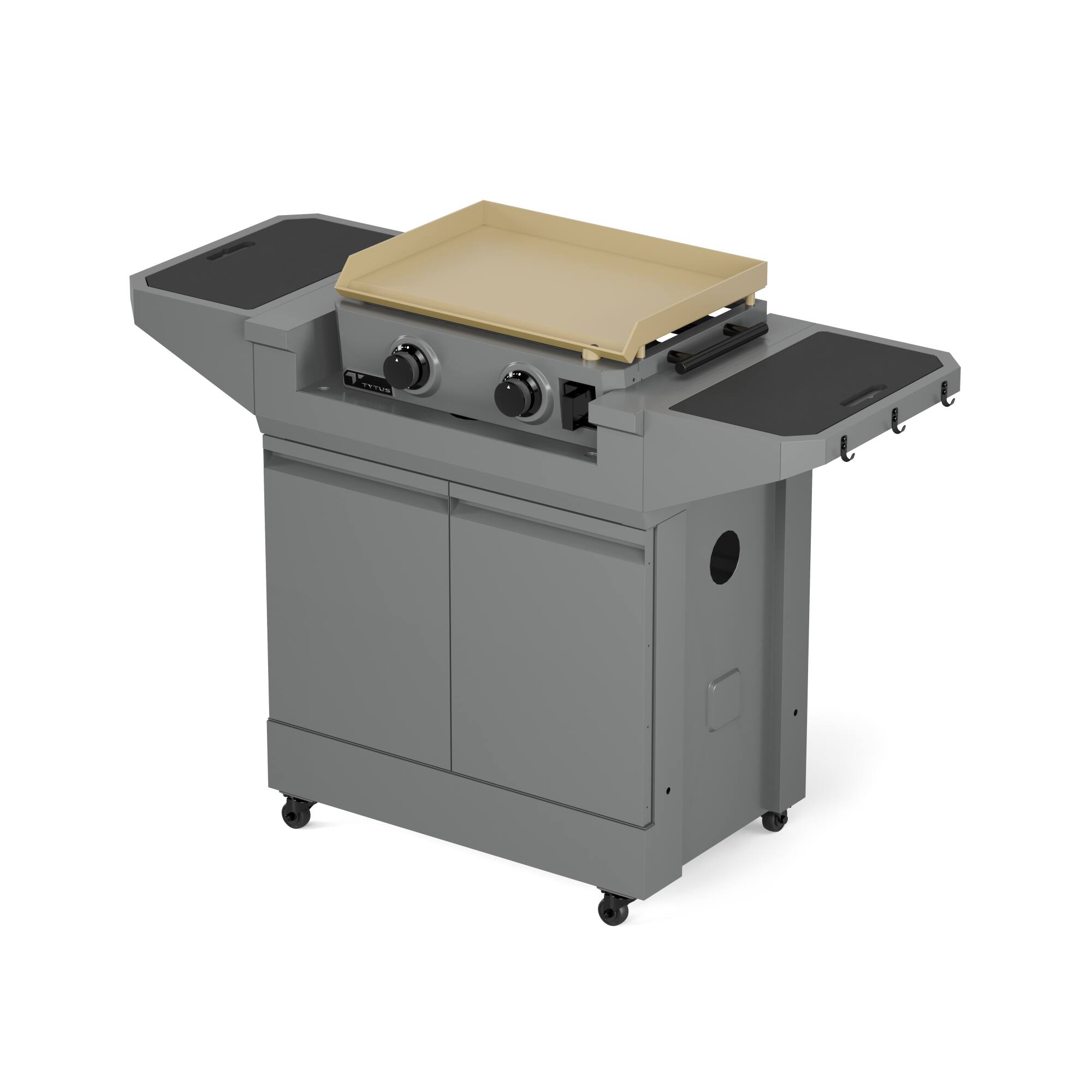 Left. TYTUS Grills - TYTUS Emberwood Gas Tabletop Griddle with Grill and Prep Cart - Gunmetal Gray.