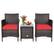 Angle. Costway - Outdoor 3 PCS PE Rattan Wicker Furniture Sets Chairs Coffee Table Garden - Red.