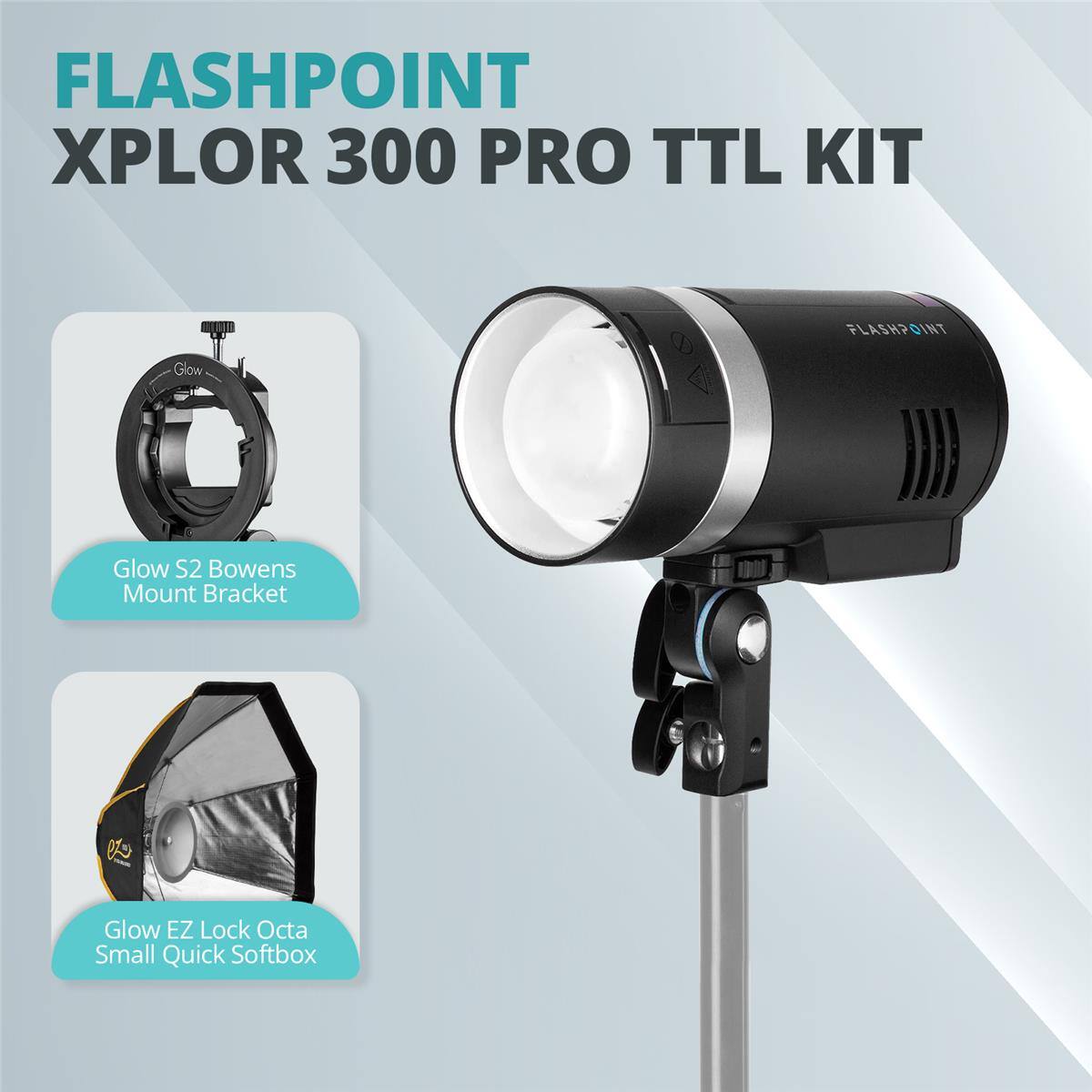 FLASHPOINT XPLOR 300 PRO TTL KIT

Glow S2 Bowens Mount Bracket

Glow EZ Lock Octa Small Quick Softbox