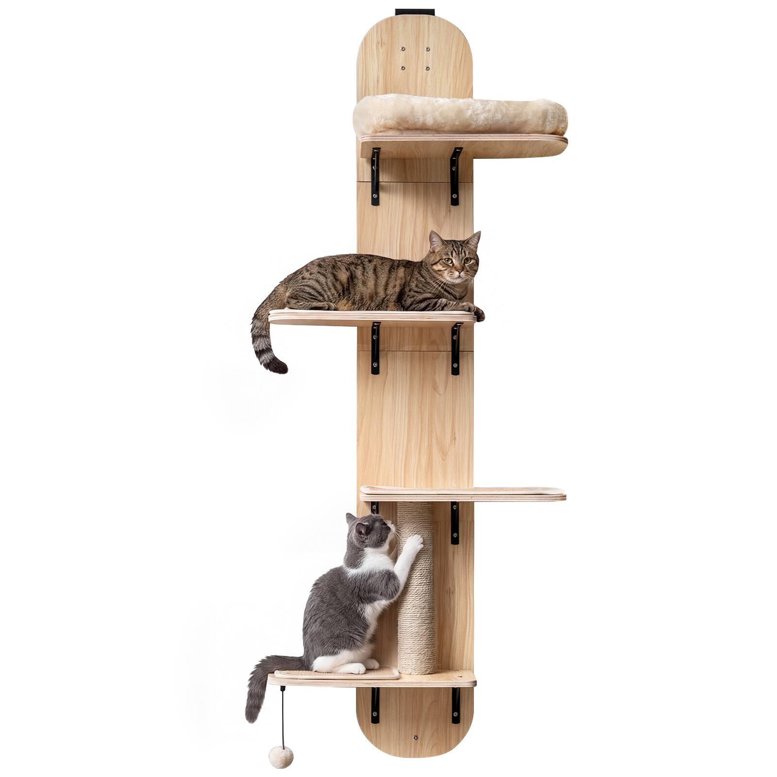 Alt View 9. Gymax - Gymax Door Hanging Cat Climber w/Plush Bed Scratching Post Carpeted Jumping Platforms Beige.