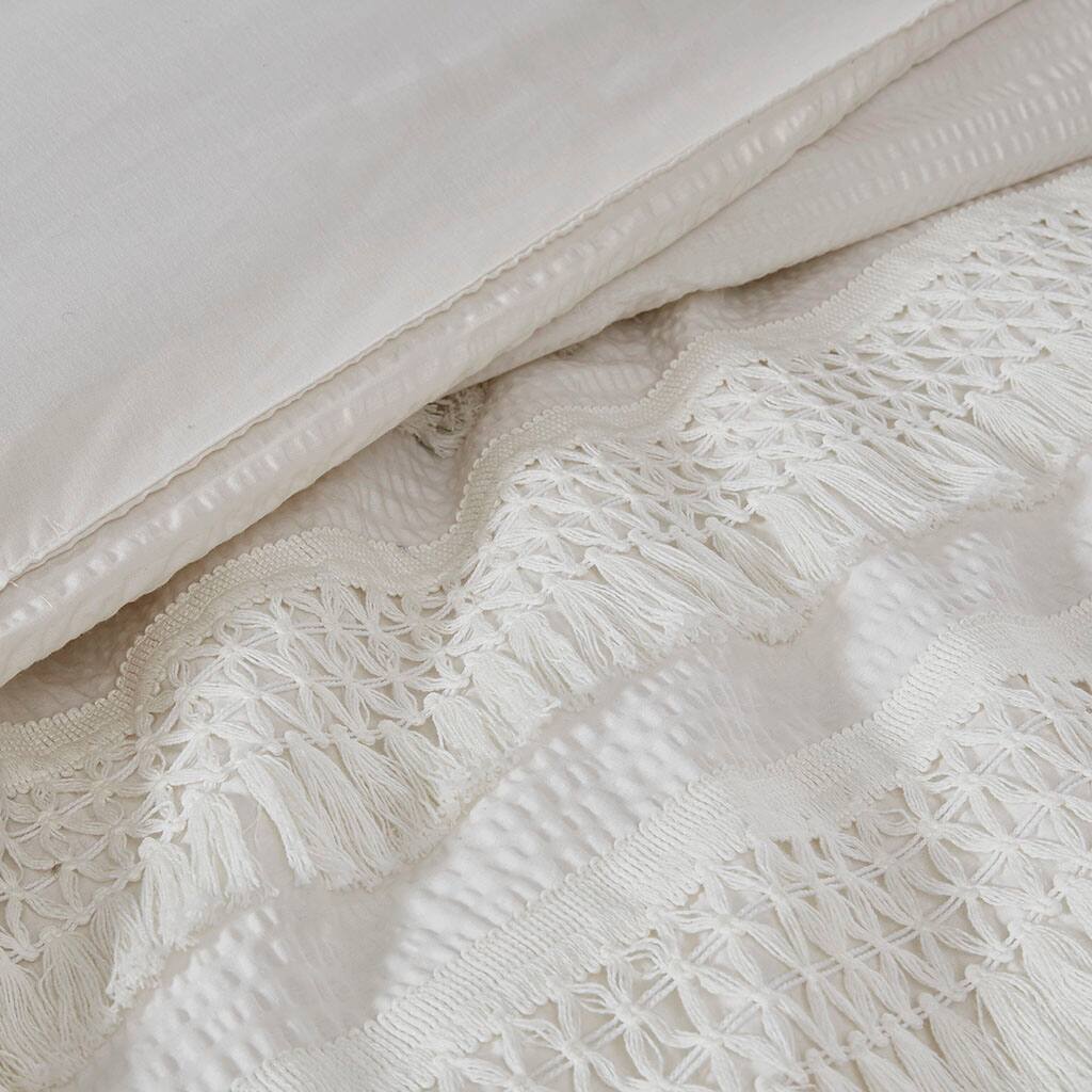 Alt View 5. Gracie Mills - Gracie Mills Patrice Classic Comfort: 3-Piece Cotton Seersucker Comforter Ensemble - Ivory.