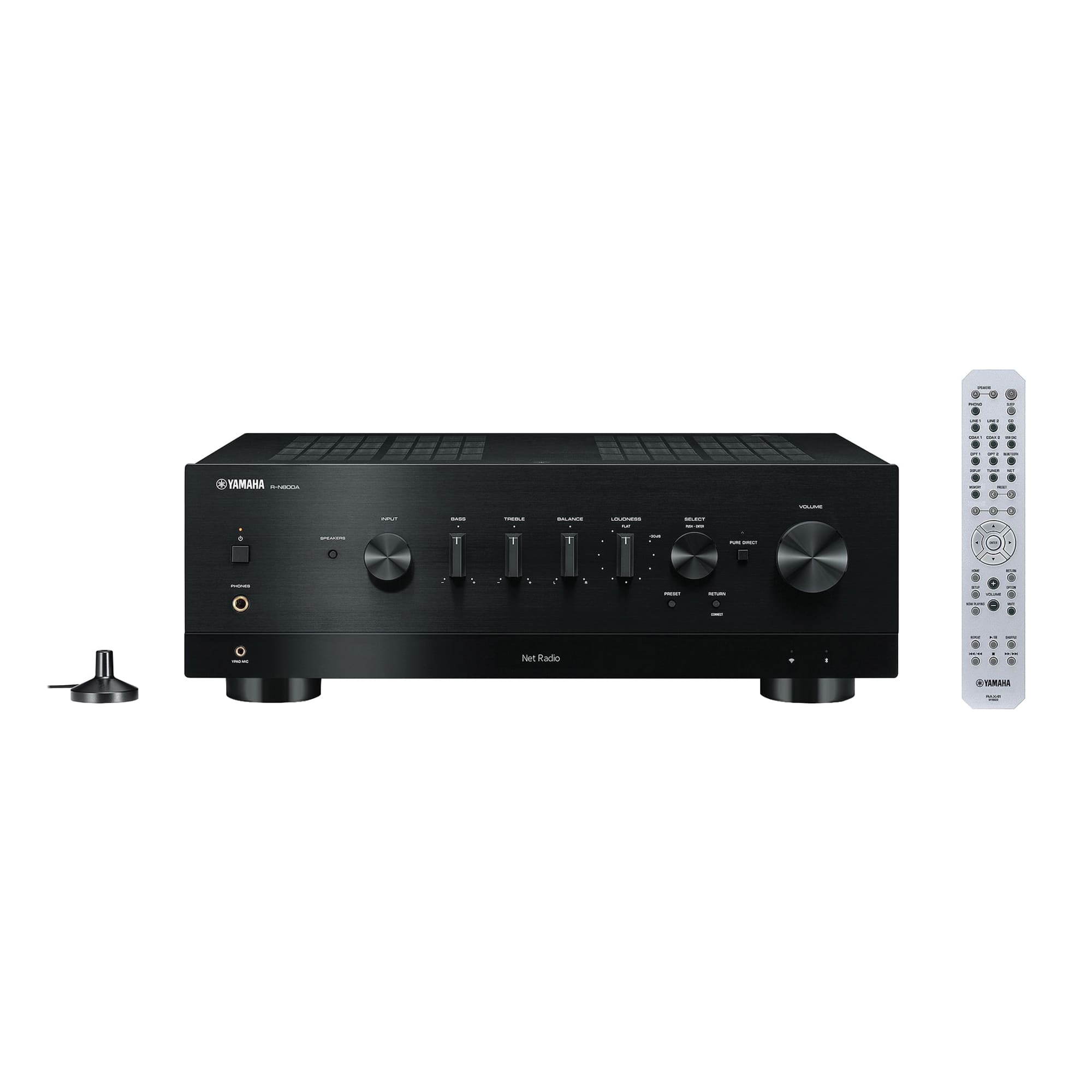Yamaha - R-N800ABL Bluetooth 240-Watt 2.0-Channel Network Stereo Receiver with Remote - Black - Front_Zoom