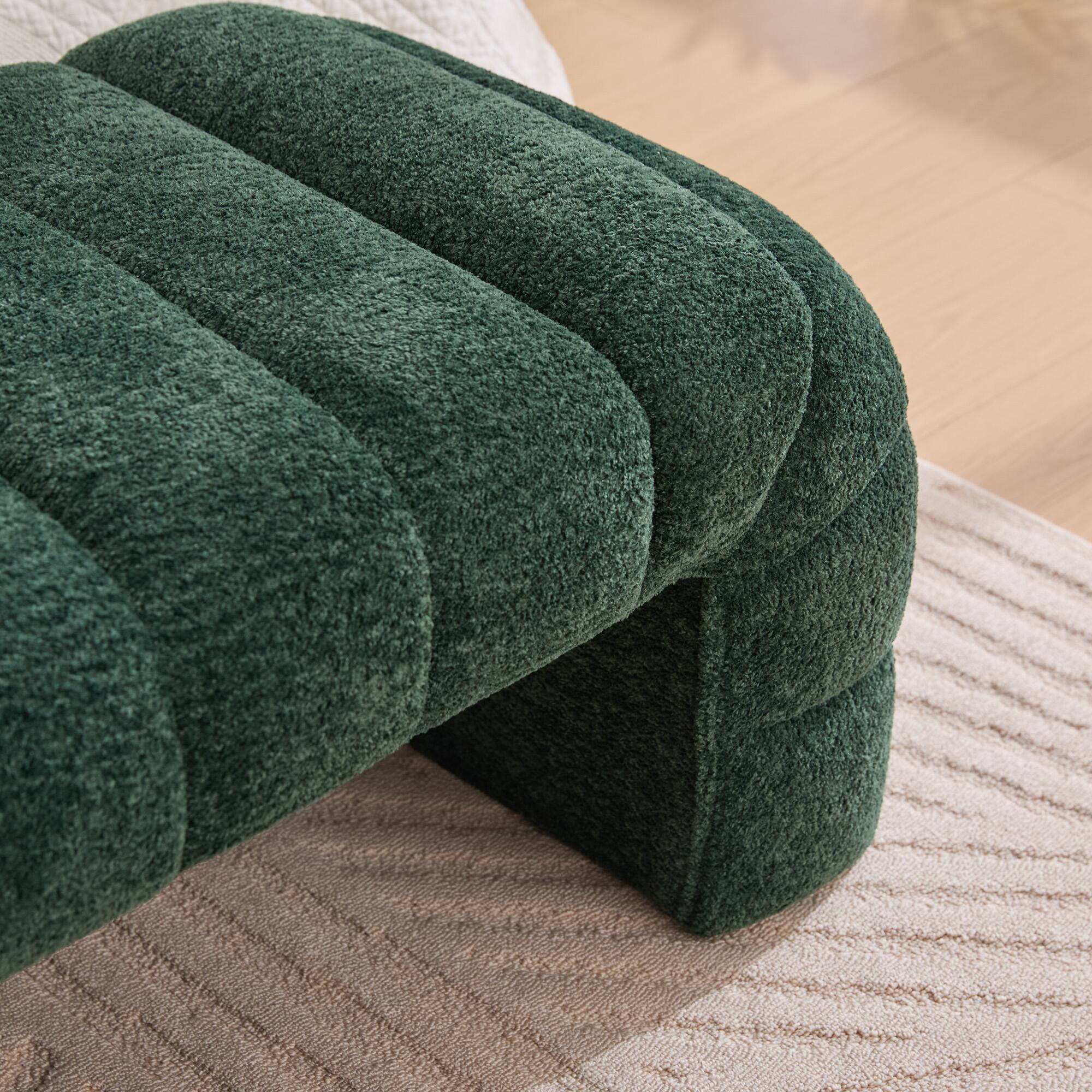Alt View 2. Ropilly - Ropilly Modern Upholstered Bed Bench Green Chenille Tufted Entryway Daybed Chaise Armless Foot Stool - Green.