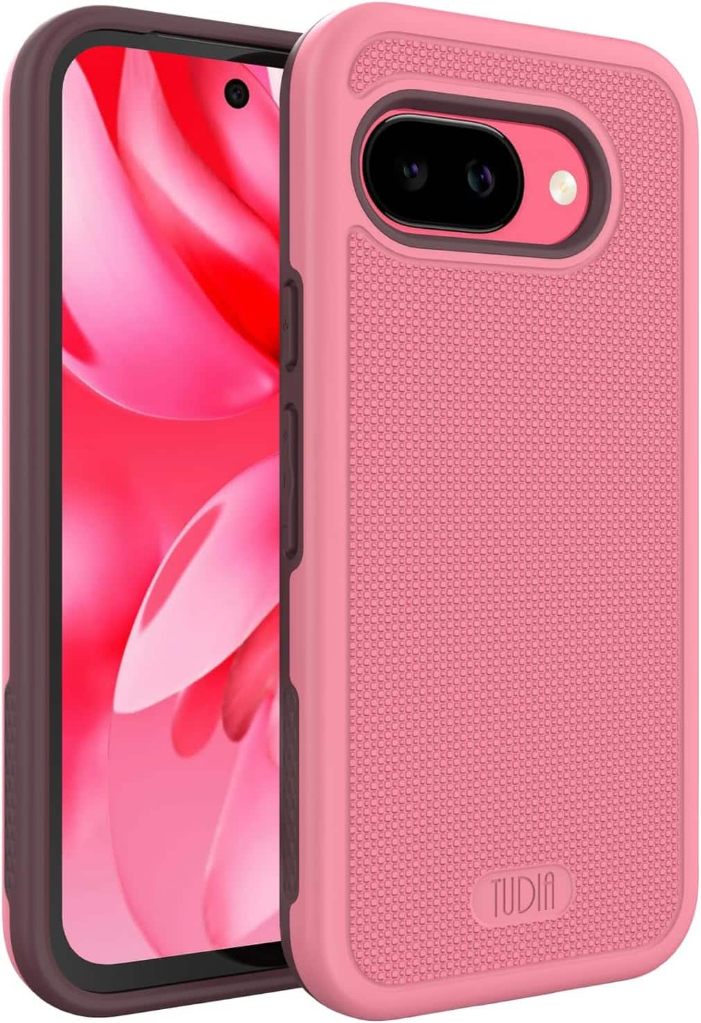 Front. TUDIA - TUDIA MergeGrip for Google Pixel 9a Case 2025 Military Grade - Smokey Pink - Smokey Pink.