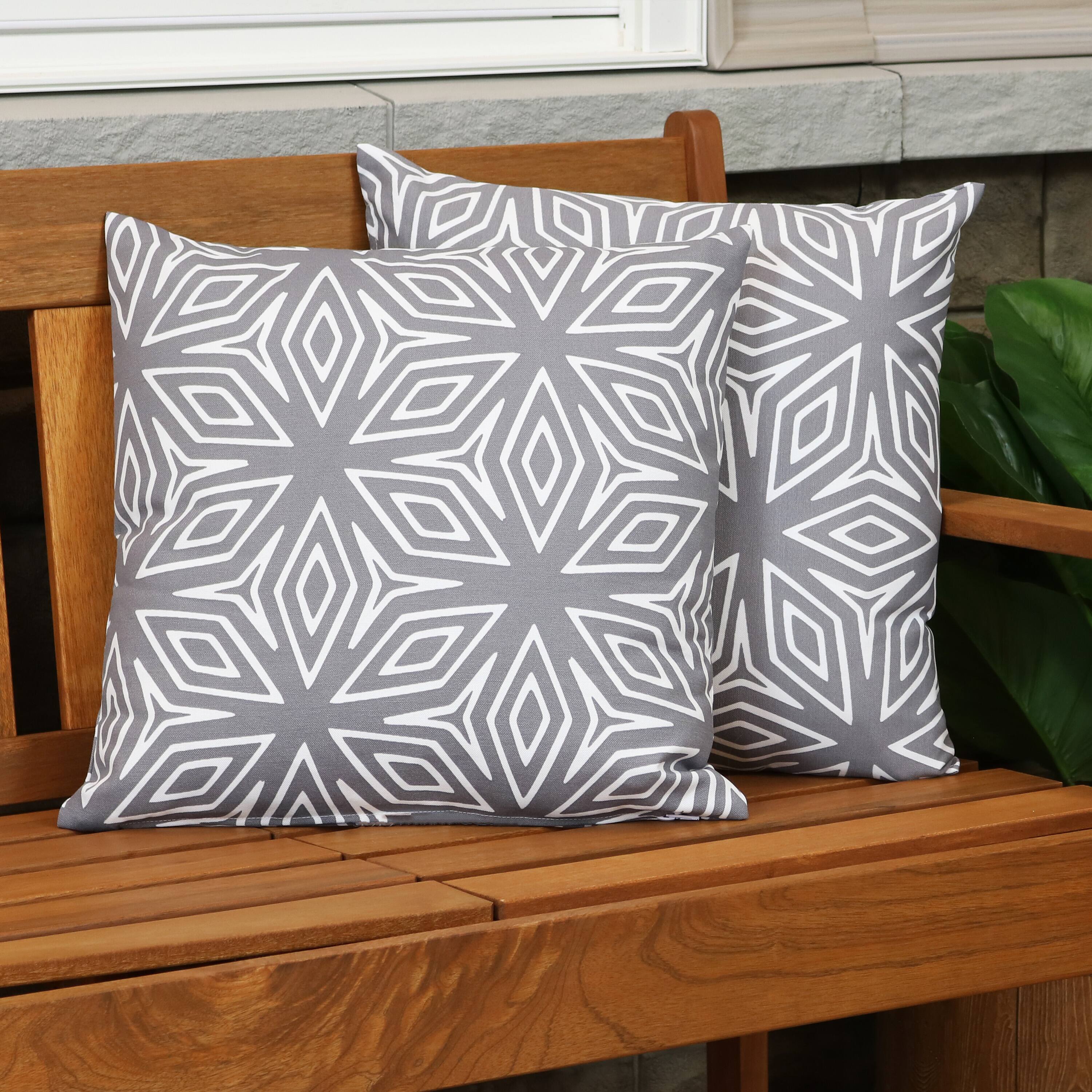 Alt View 3. Sunnydaze - Square Throw Pillow Cover - 17 in - Set of 2 - Gray Geometric.