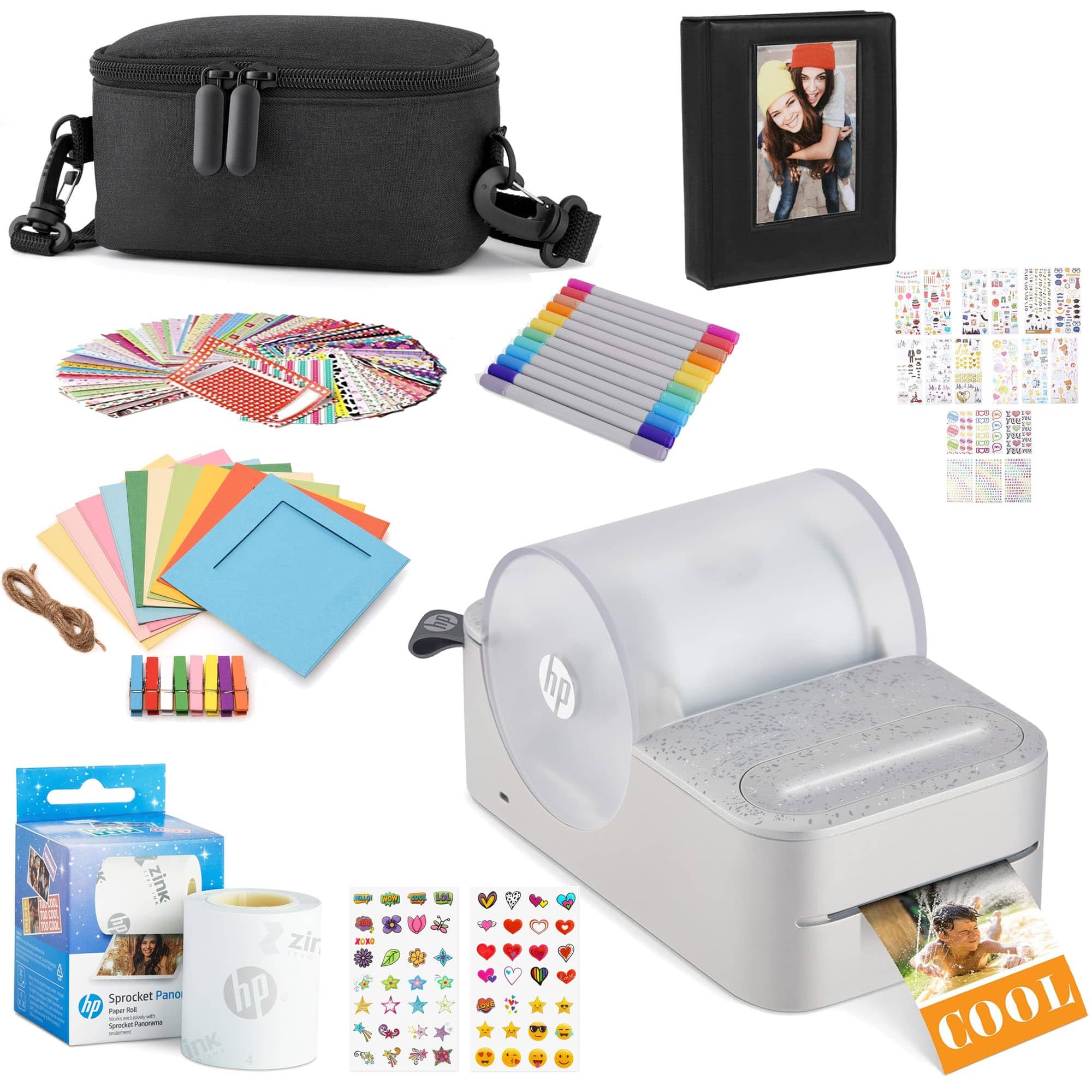 HP - Panorama Instant Label Printer & Photo Printer Gift Bundle - Gray