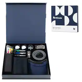 Gymax - Golf Gift Set for Men w/ Golf Balls Golf Tees Golf Towel Golf Belt Golf Hat - White, Navy