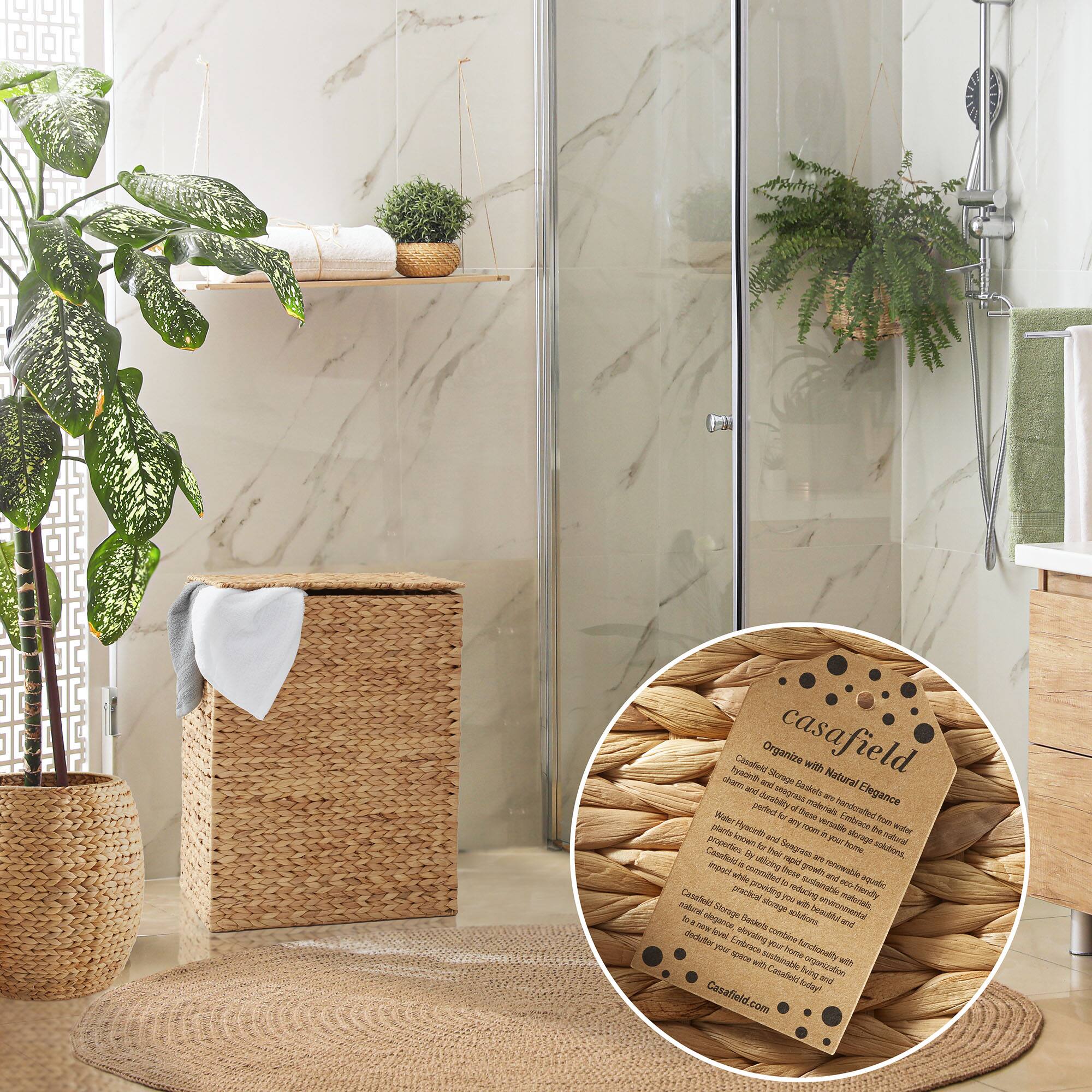 Organize with Natural Elegance

Casafield is a handcrafted water-drain basket that embraces natural elegance and functionality. Made from sustainable rattan, it is perfect for your bathroom, providing a stylish and eco-friendly solution. The basket is designed to enhance your home with its natural materials and aesthetic appeal. Casafield is committed to providing sustainable, eco-friendly products that are both beautiful and practical. Embrace the natural beauty of Casafield and enjoy a touch of elegance in your bathroom. Visit Casafield.com