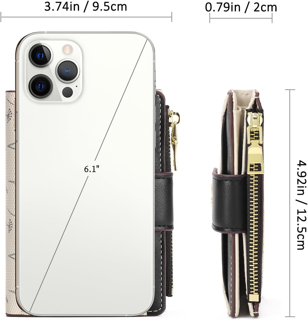 3.74in / 9.5cm  
0.79in / 2cm  
6.1"  
4.92in / 12.5cm