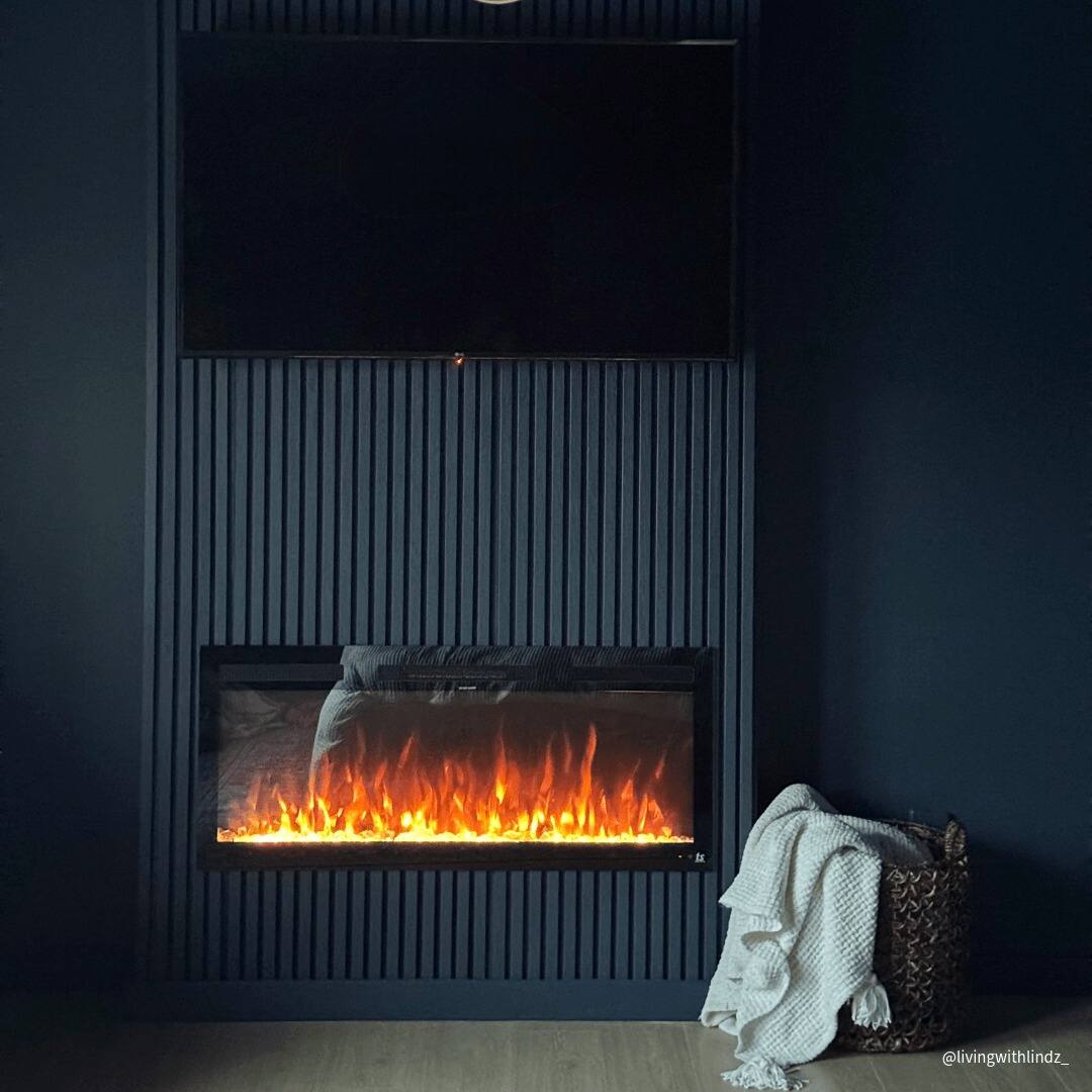 Alt View 2. Touchstone Home Products - 46 in. Wall Mounted Recessed Sideline Fury Smart Electric Fireplace 1500W - Black.
