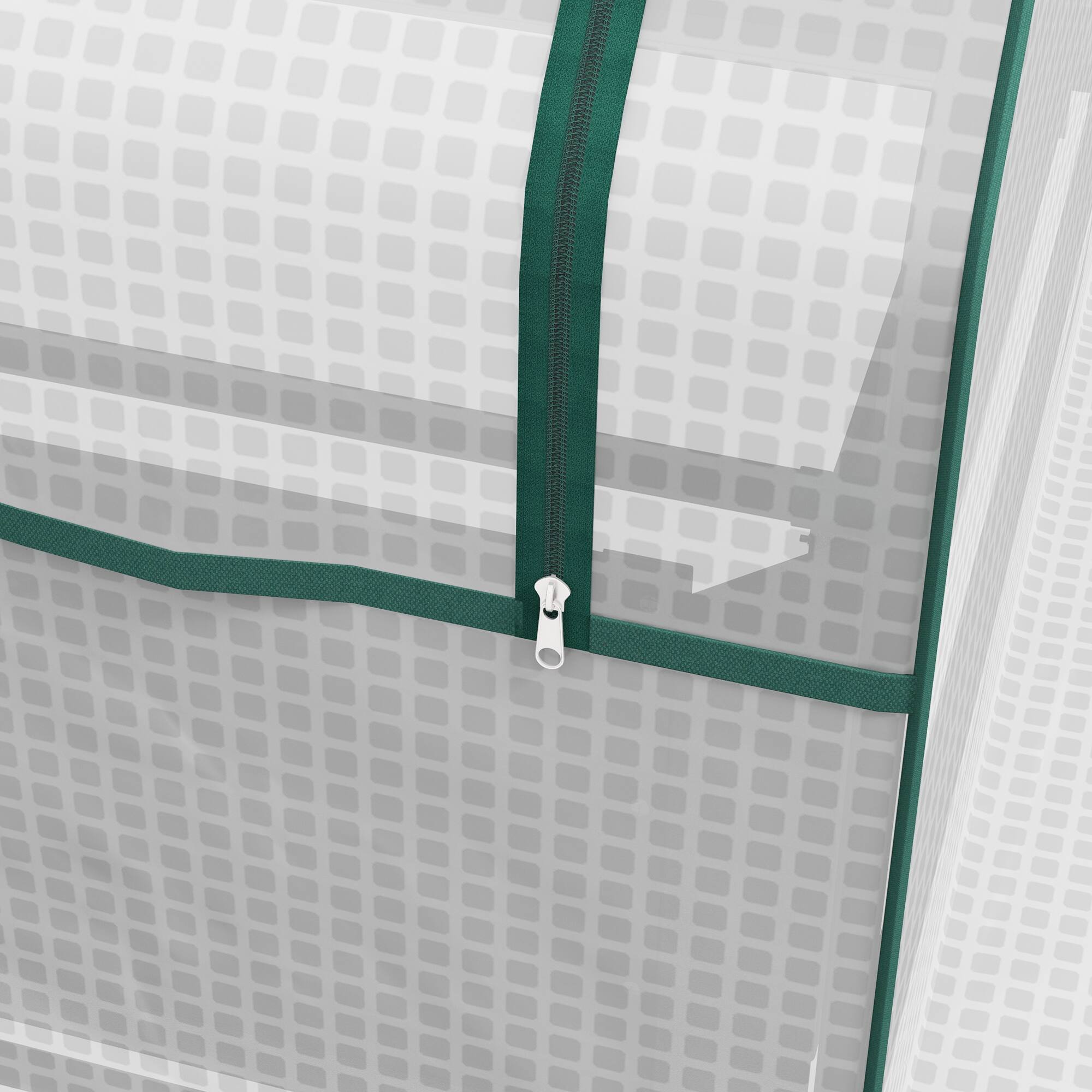 Alt View 7. Outsunny - 4 x 3 x 1ft Raised Garden Bed with Mini Greenhouse, Galvanized Outdoor Planter Box with Cover, for Herbs and Vegetables - White and Silver.