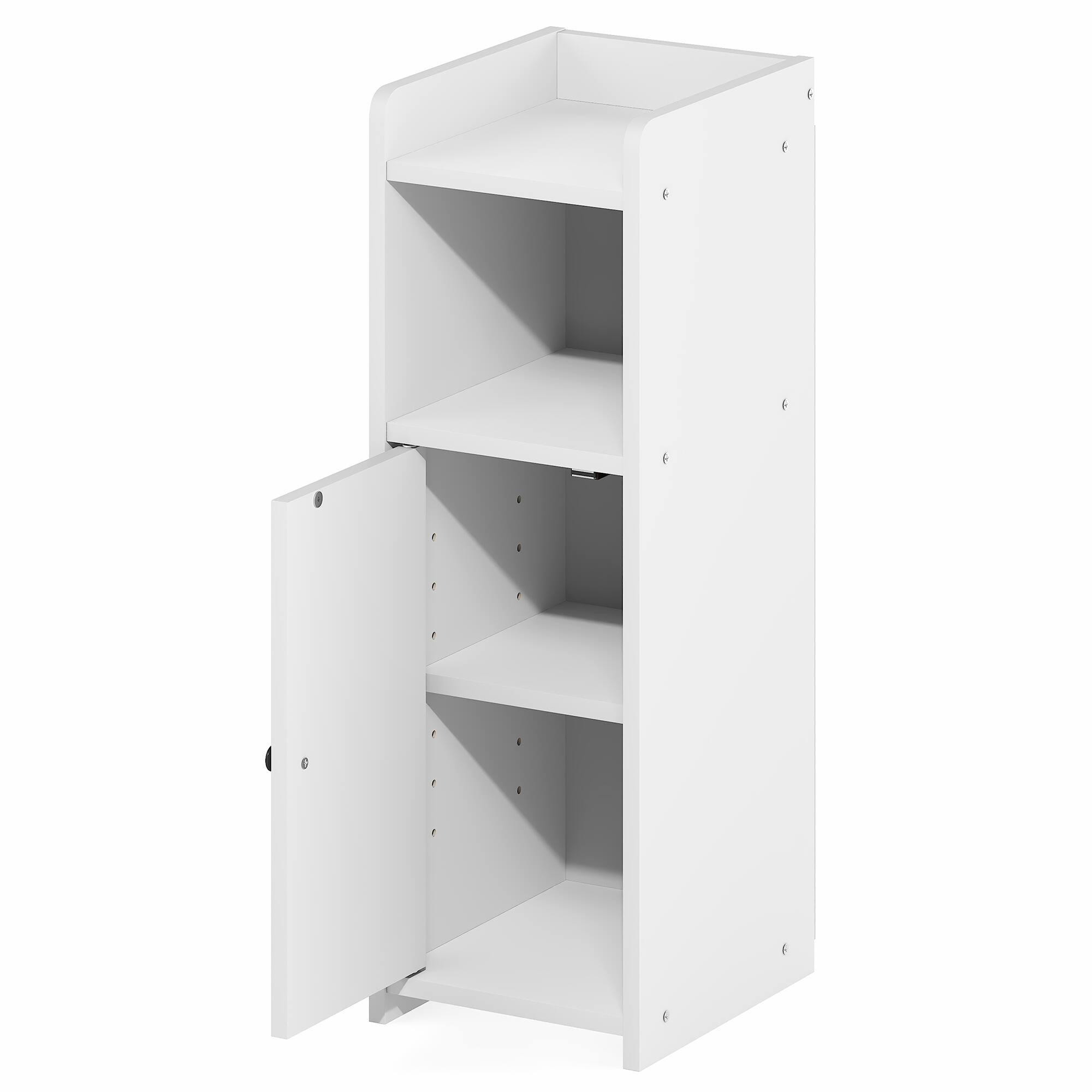 Alt View 4. Furinno - FULDA Bathroom Storage Cabinet, 4-Tier Bathroom Cabinet, 24H, for Small Spaces, Bathroom, Living Room, Entryway - White.