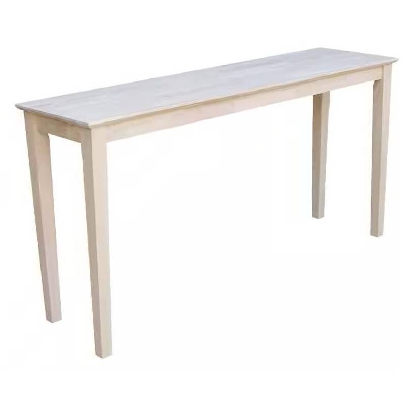 Front. SlickBlue - Unfinished Solid Wood Farmhouse Console Sofa Table for Living Room - Light Brown.