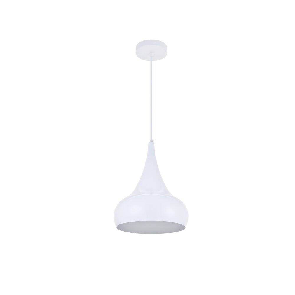 Left. Living District - Circa 1 Light White Pendant - White.