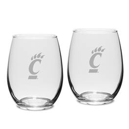 Jardine - Cincinnati Bearcats 2-Piece 15oz. Stemless Wine Glass Set - Multicolor